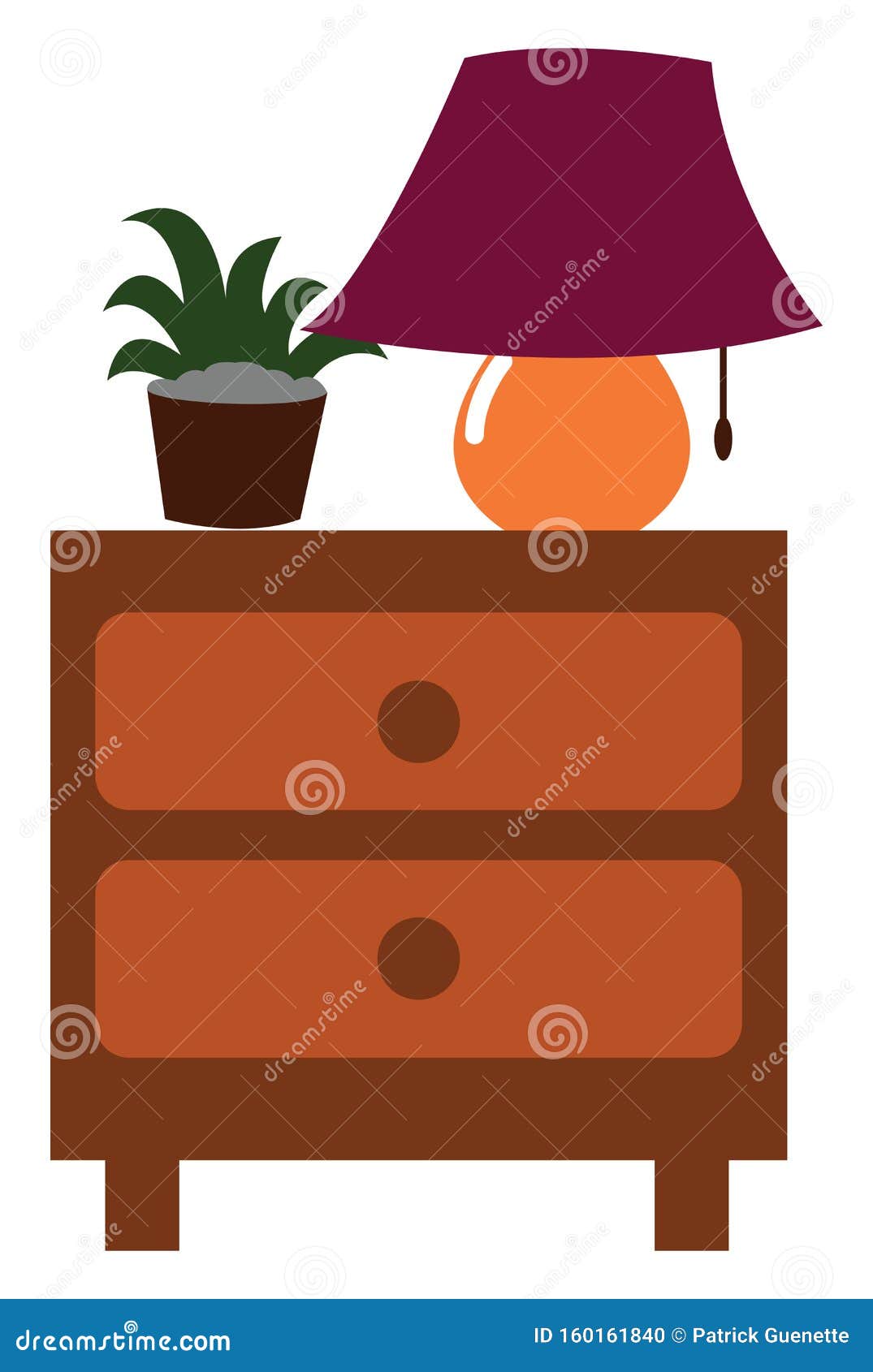 Clipart Of A Nightstand Side Table With Two Drawers For Bedrooms