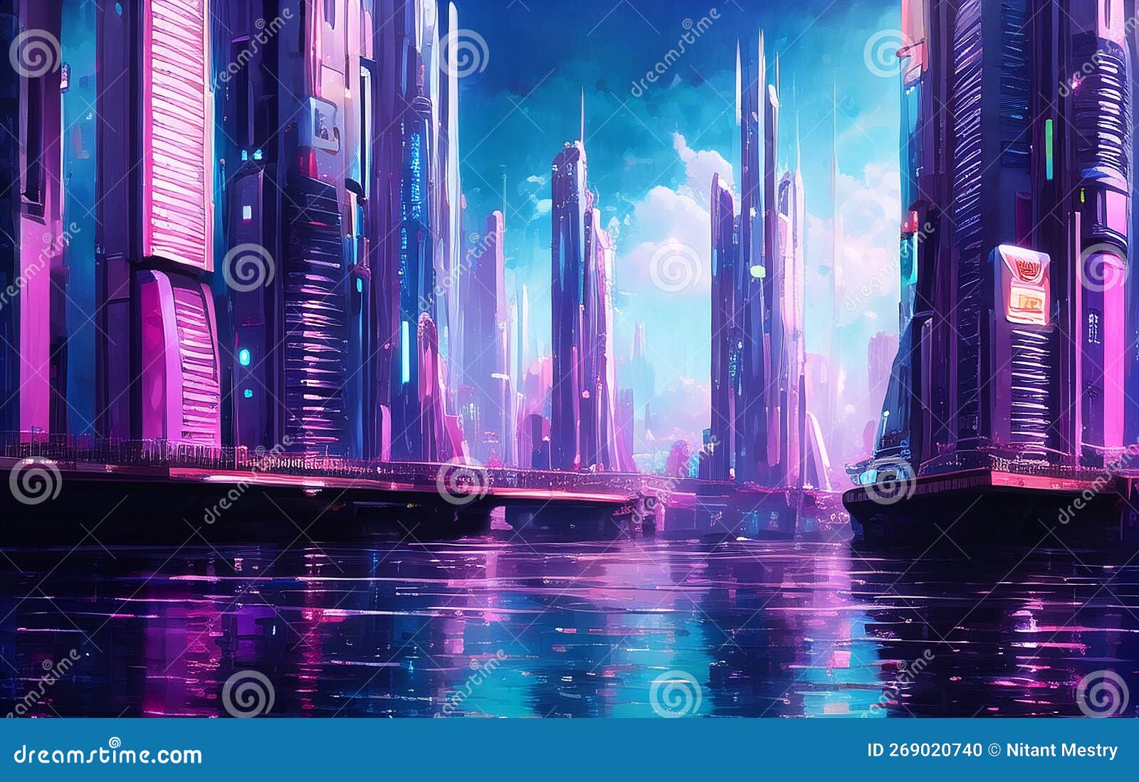 Cyberpunk City Background Art – Made With AI