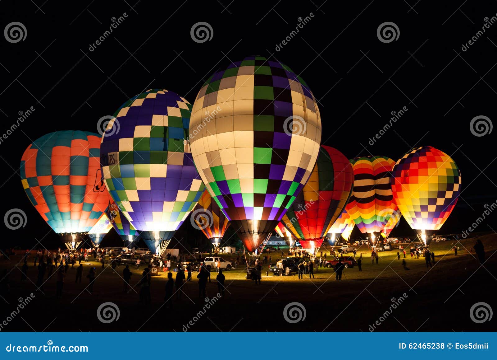 nighttime at a hot air balloon festival