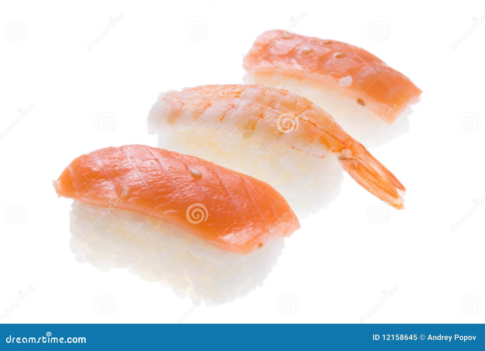 Nigiri Sushi Salmon and King Prawn Stock Image Image of japanese