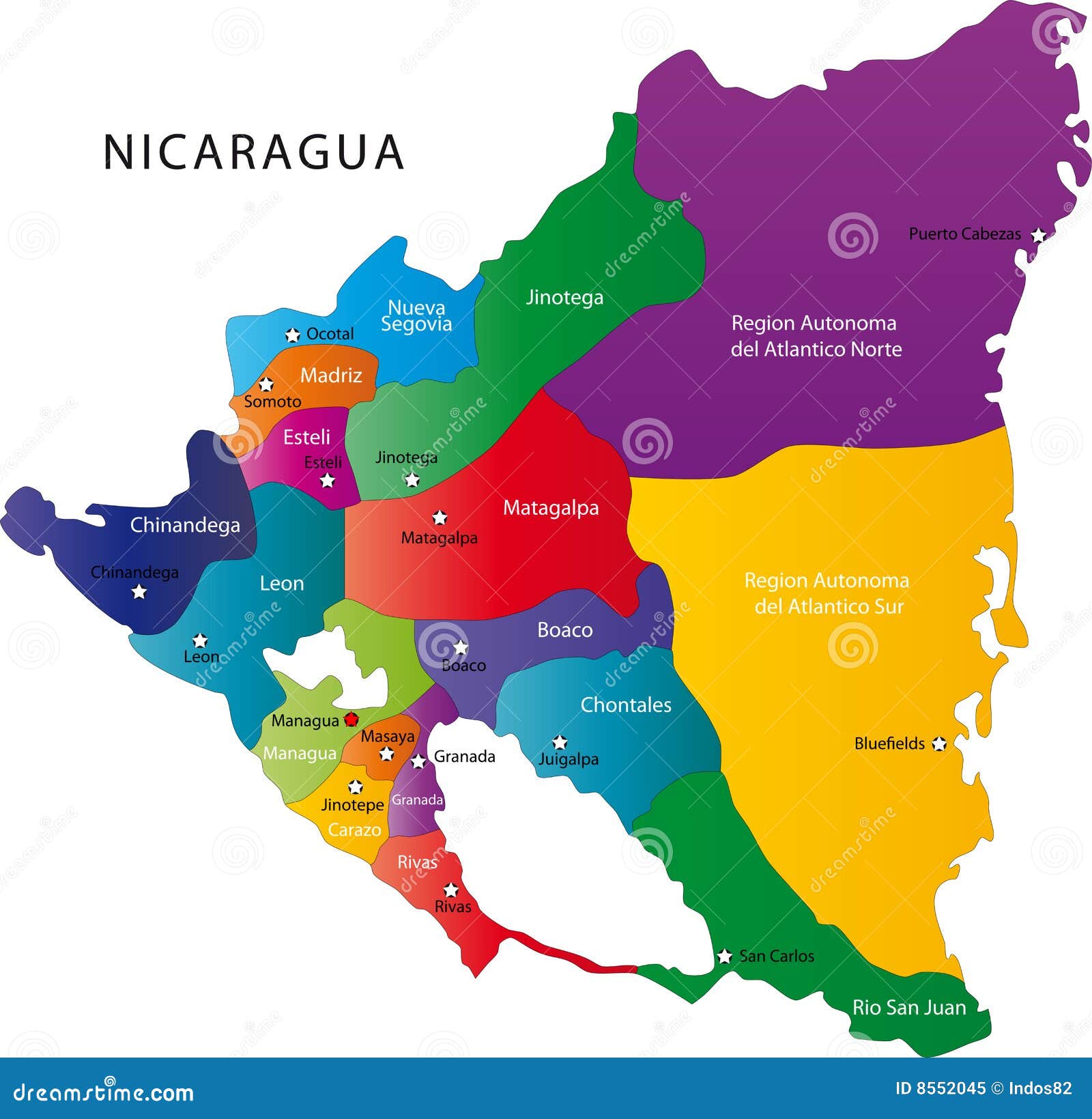 Nikaragua mapa ilustracja wektor. Ilustracja złożonej z mapa - 8552045