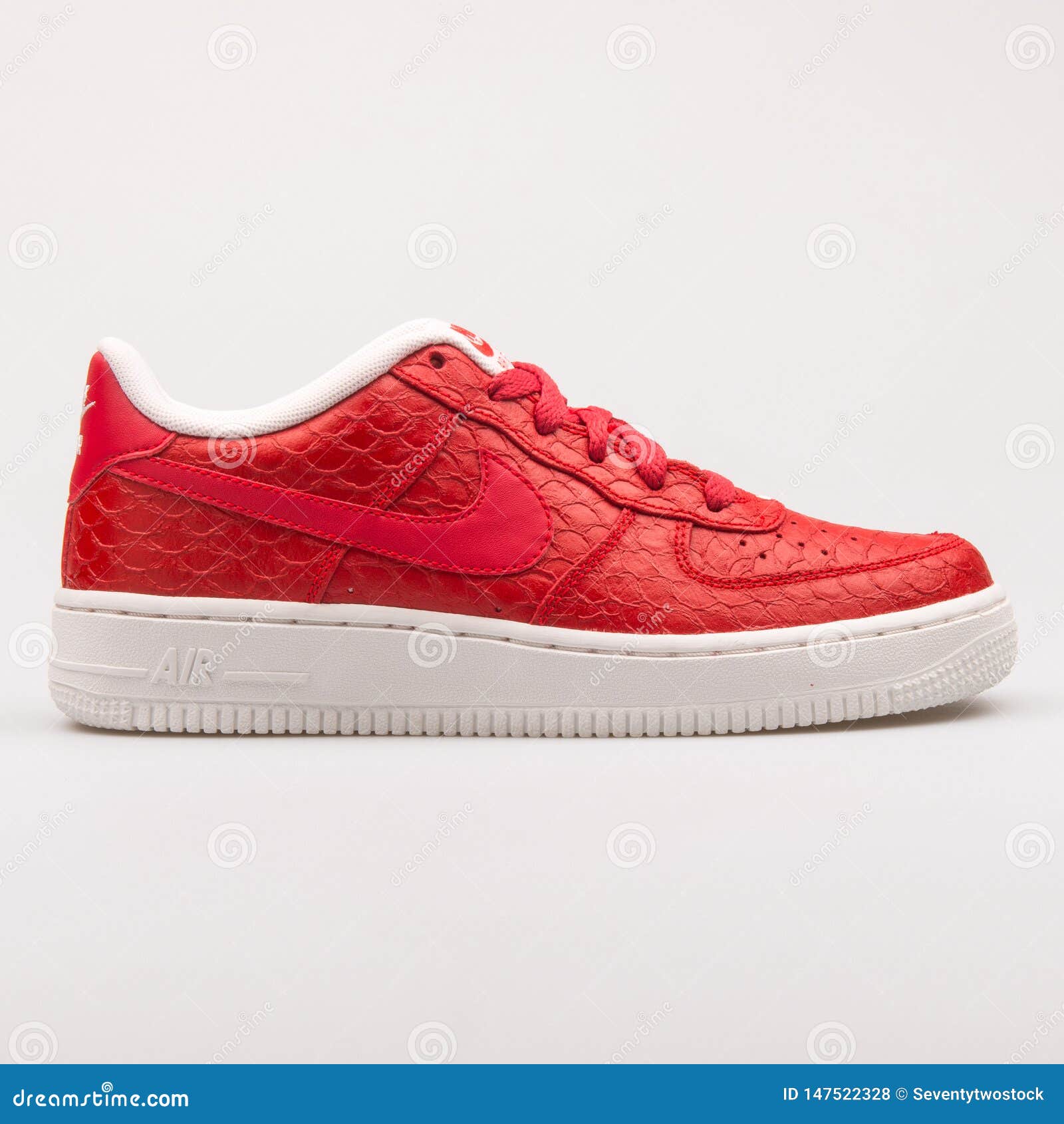 Nike Air Force 1 LV8 Red and White Sneaker Editorial Stock Photo