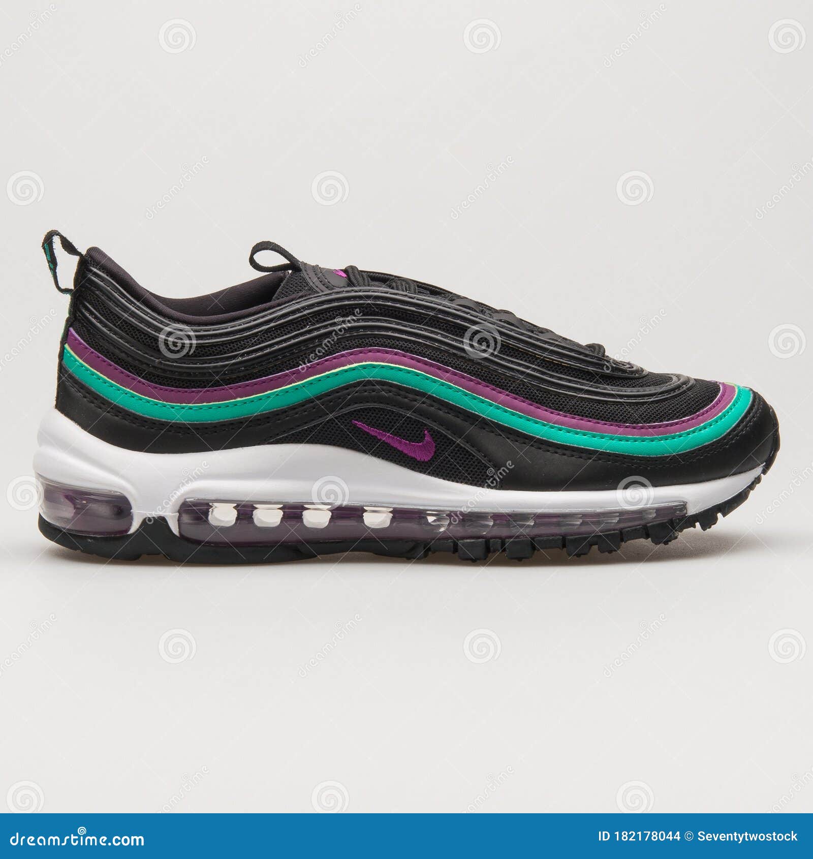Nike Air Max 97 Black, Green and Purple Sneaker Editorial Stock Image -  Image of fitness, running: 182178044