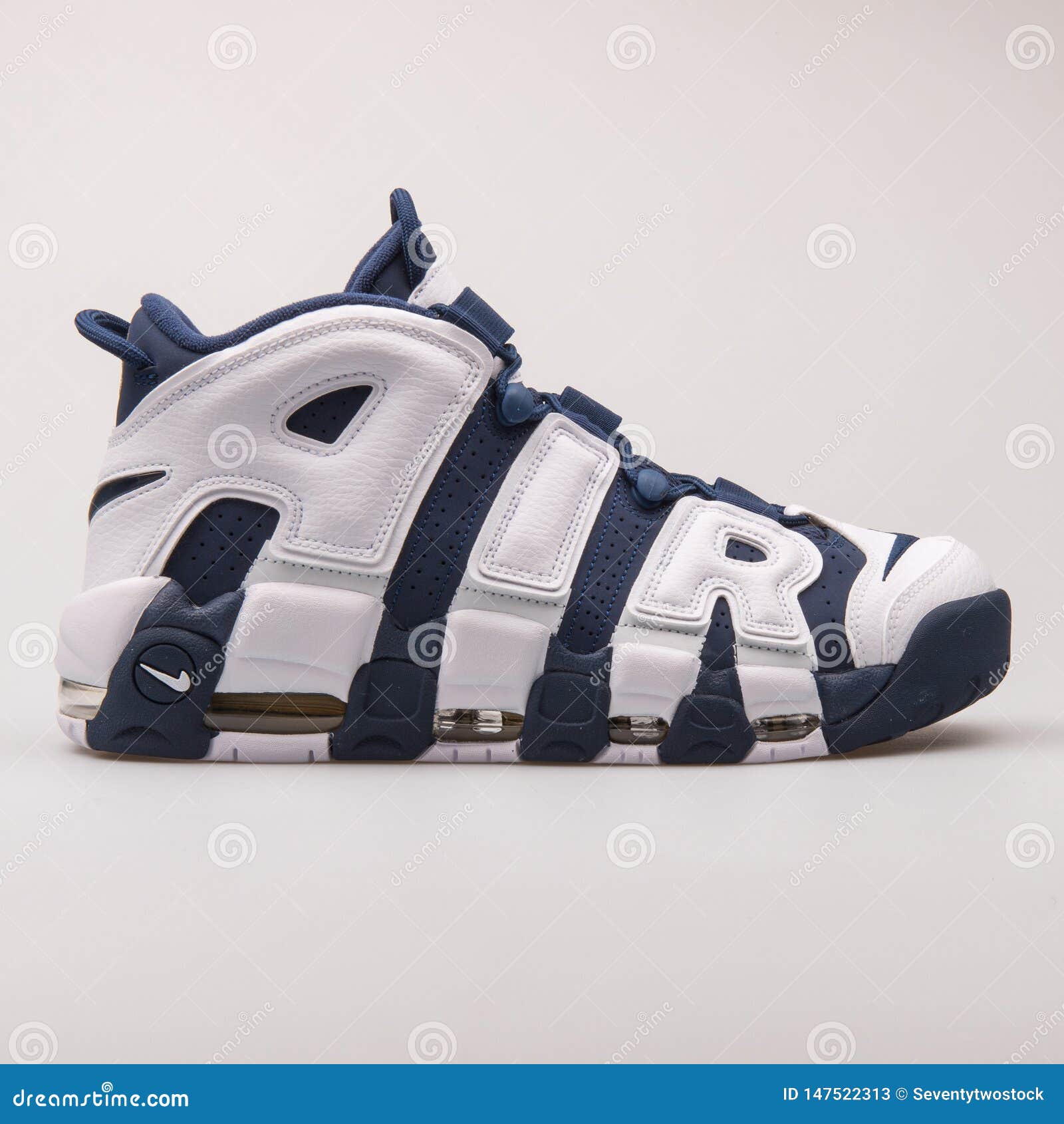 spek Weigering toediening Nike Air More Uptempo White and Navy Blue Sneaker Editorial Stock Photo -  Image of color, product: 147522313