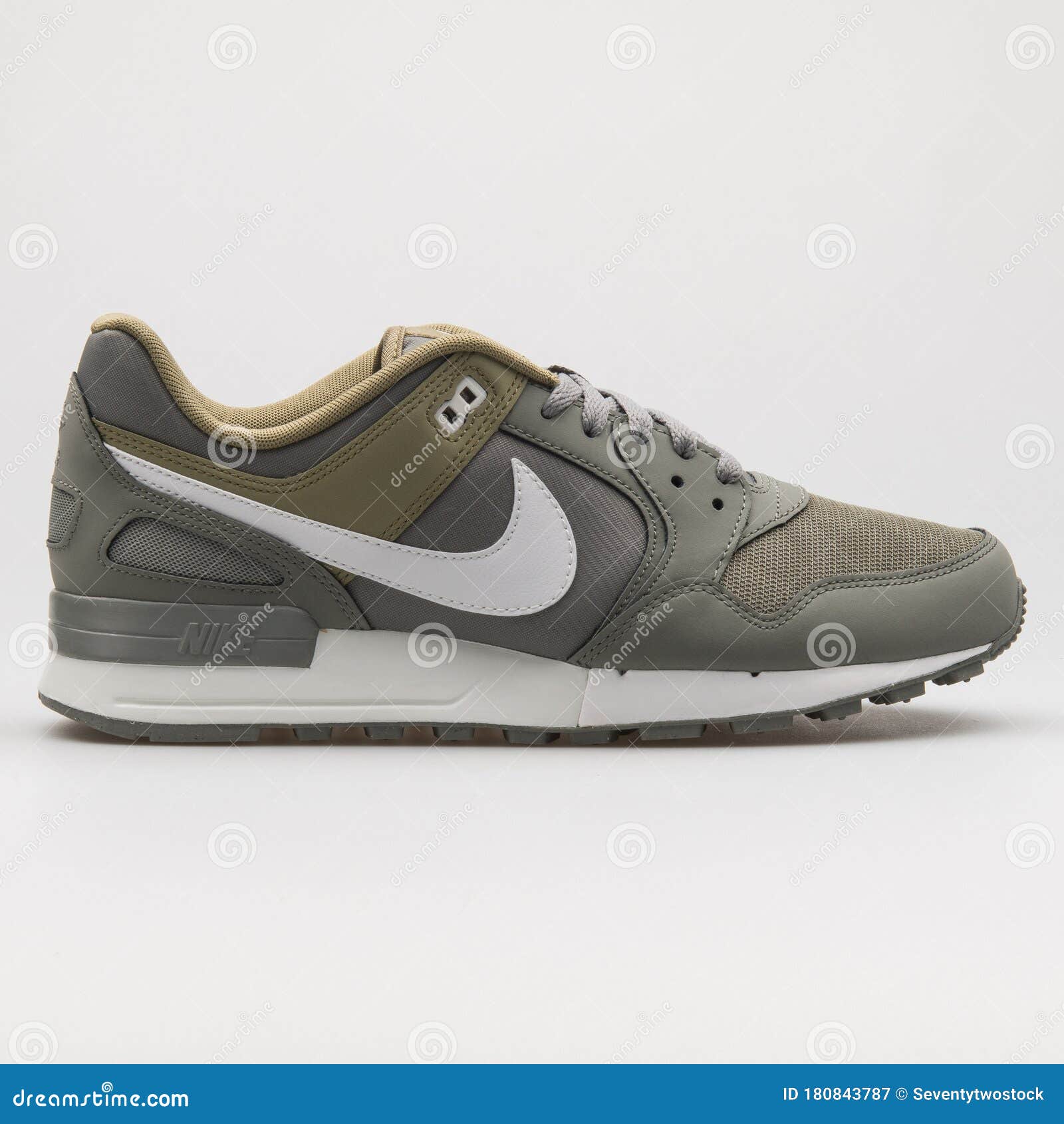 Nike Air 89 Grey and Olive Green Sneaker Editorial Photography - Image side, shoe: 180843787