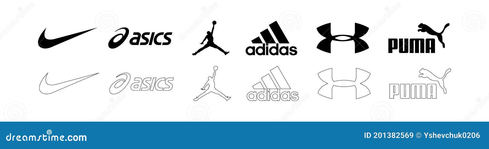 Nike, Asics, Jordan, Adidas, Under Armour, Puma - Logos of Sports ...