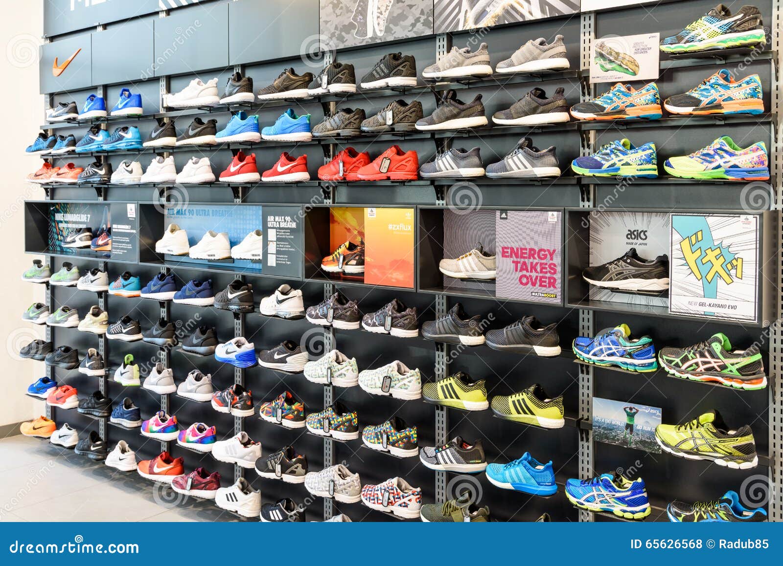 Nike Running Shoes For Sale In Nike Shoe Store Display Editorial Stock  Photo - Image of fashion, market: 65626568