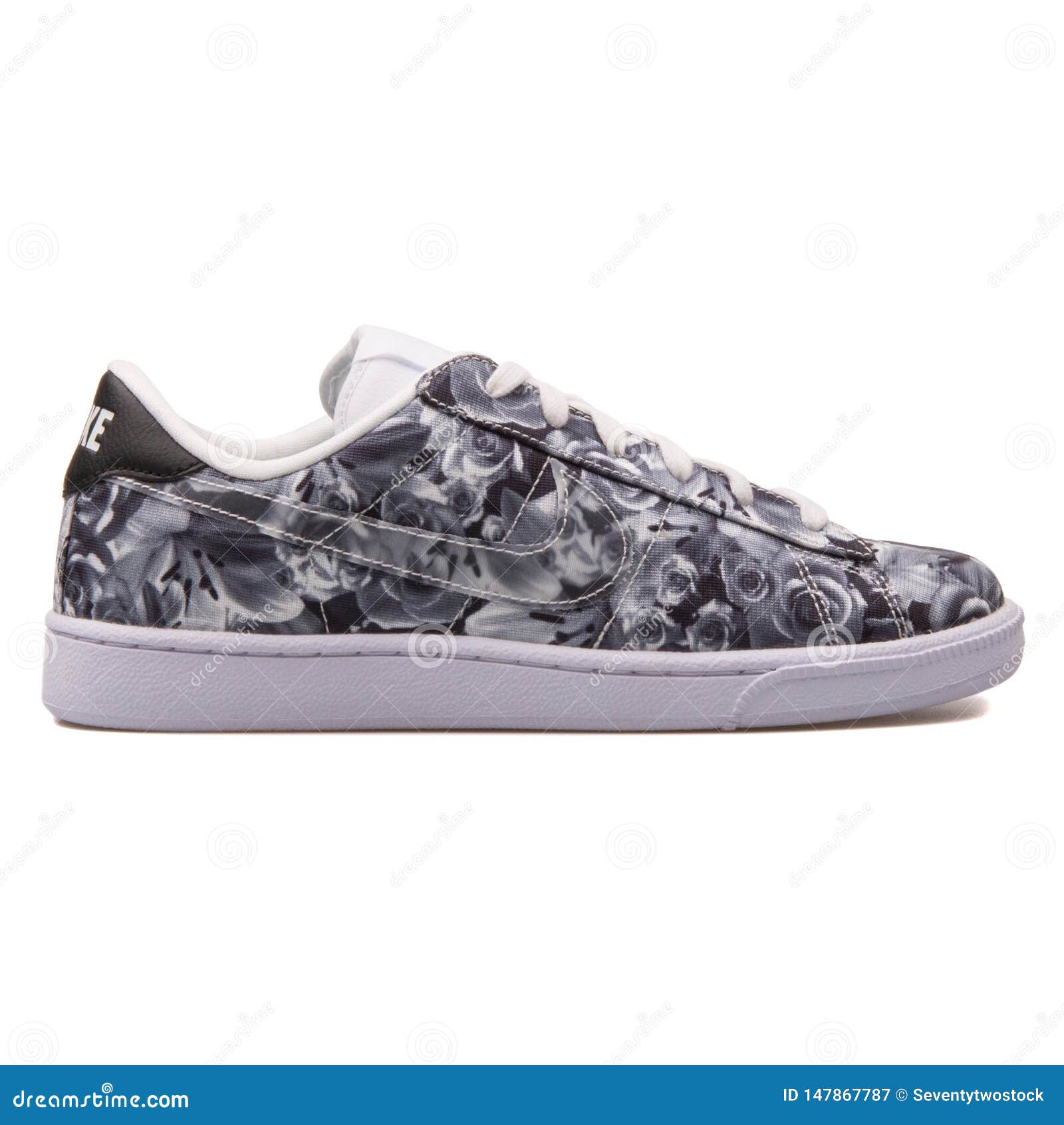 Nike Tennis Floral Print Black and White Sneaker Editorial - Image of laces, classic: