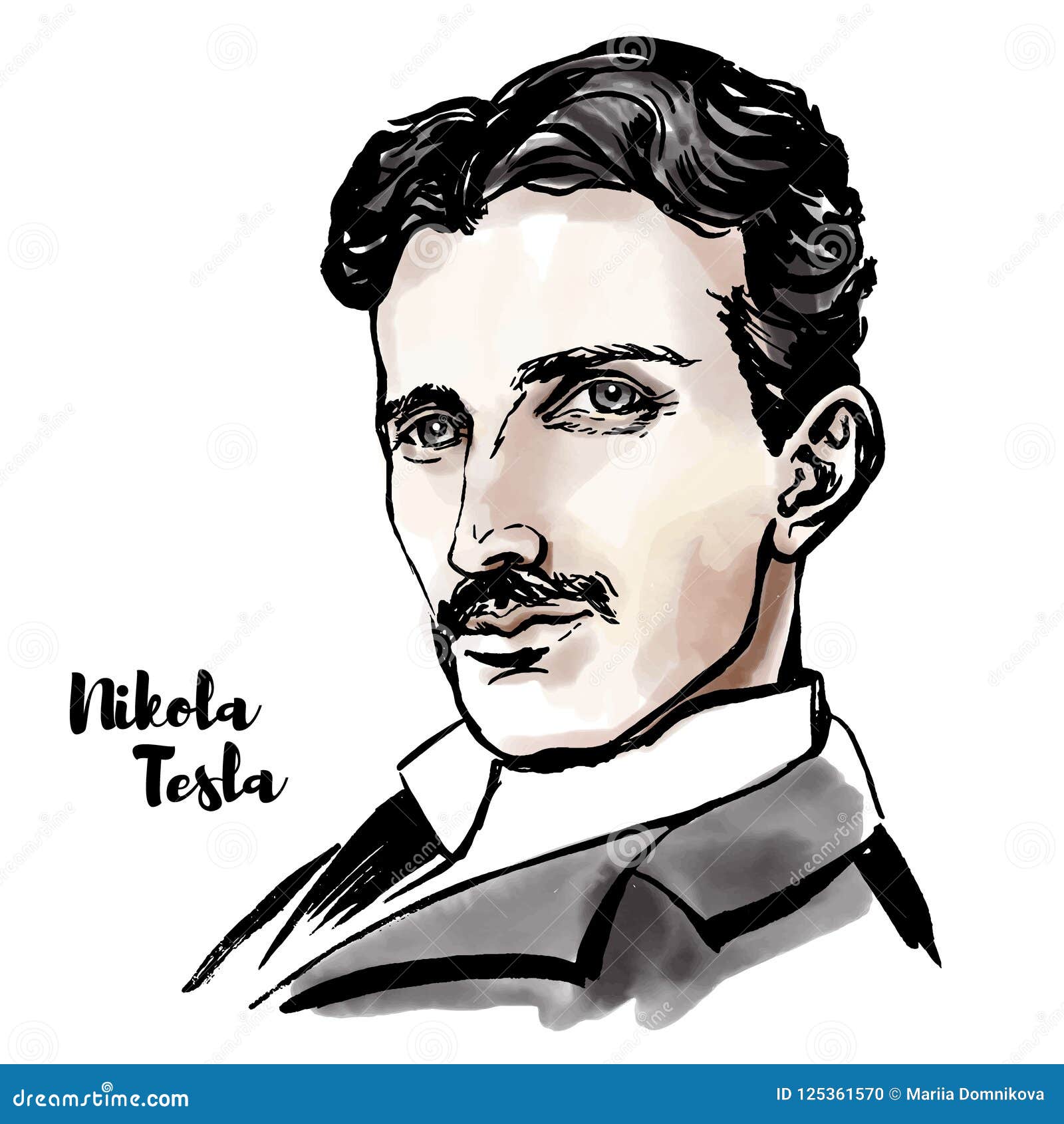 Nikola Tesla Portrait stock vector. Illustration of communication -  125361570