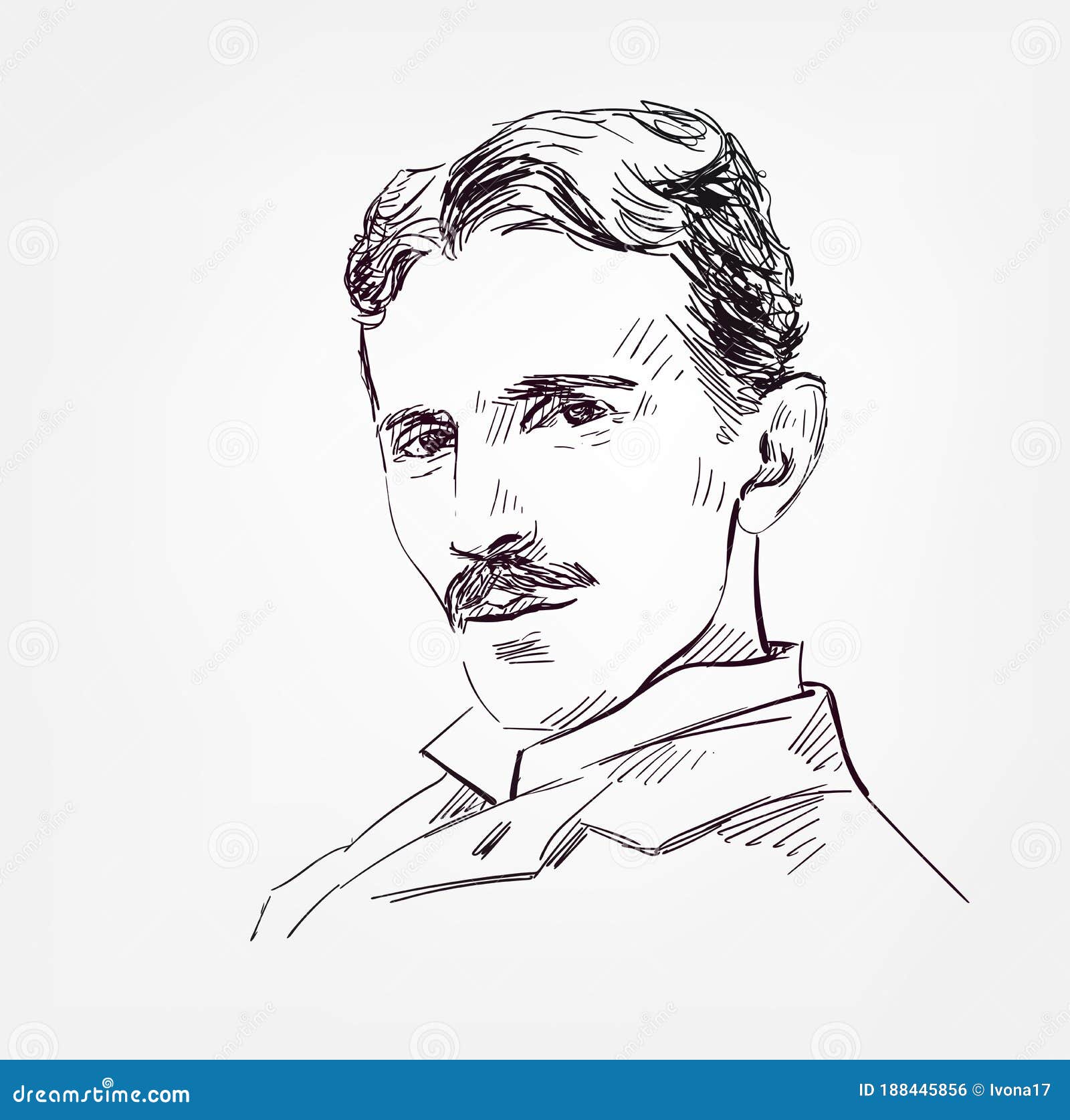 nikola tesla vector sketch portrait isolated 188445856