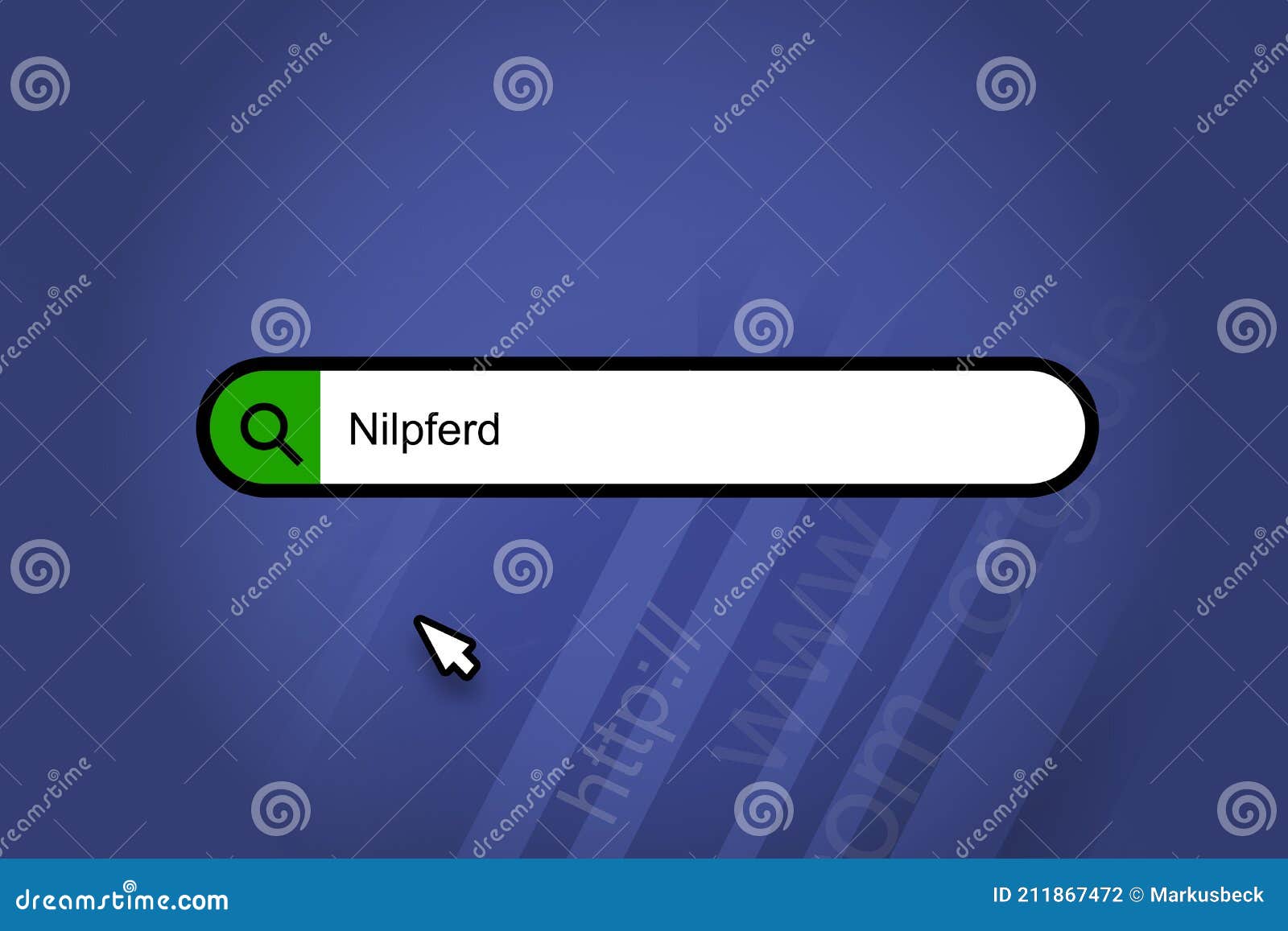 nilpferd - search engine, search bar with blue background