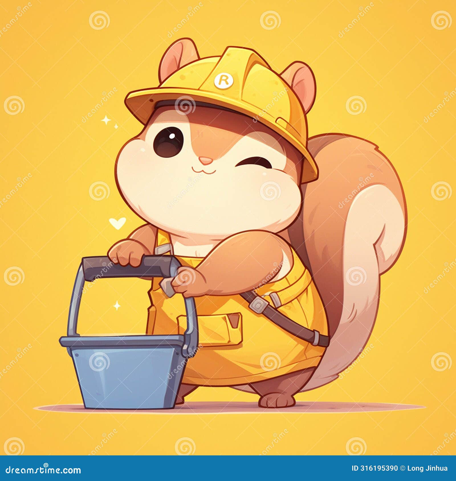 a nimble squirrel sanitation worker cartoon style