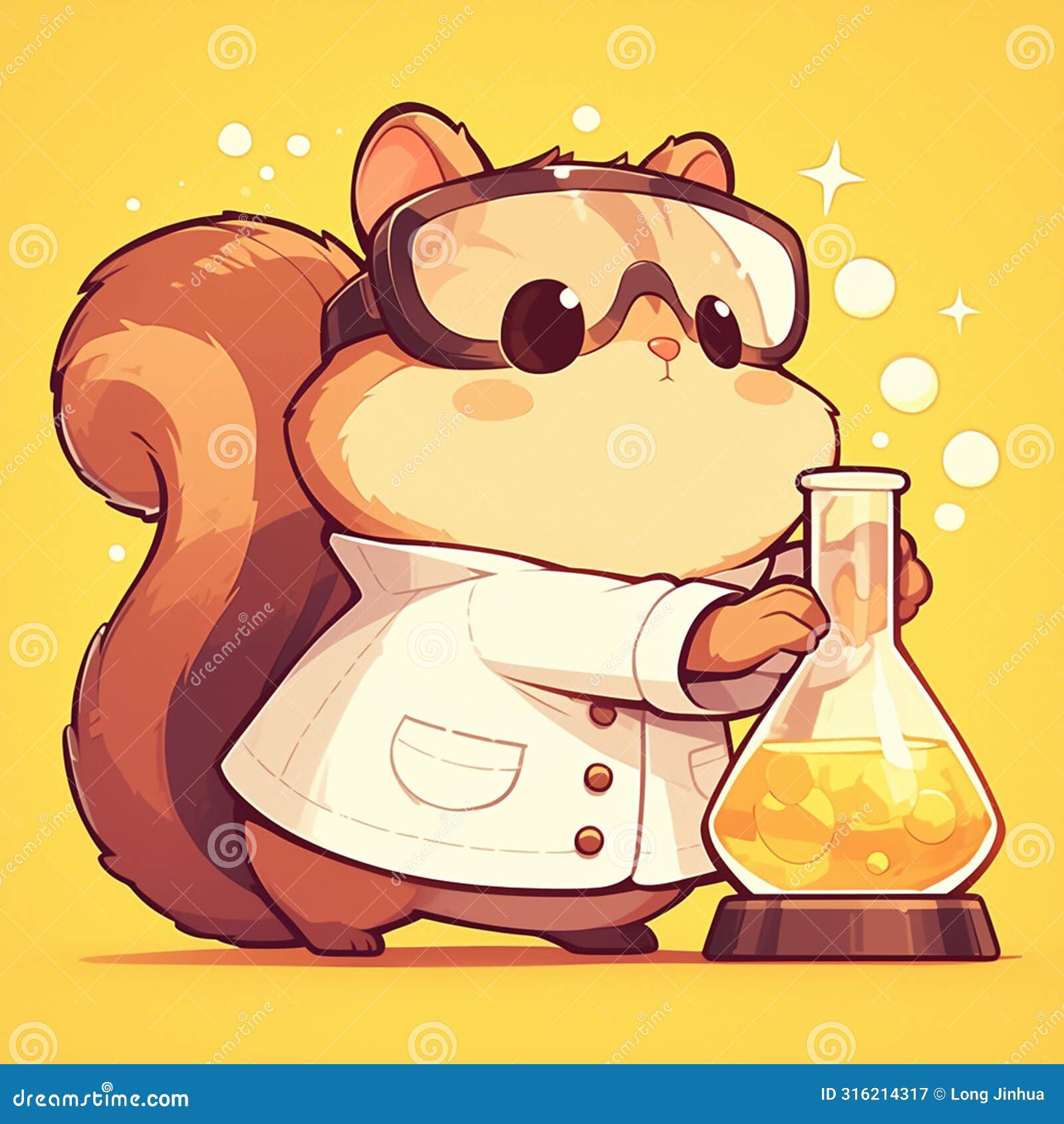 a nimble squirrel scientist cartoon style