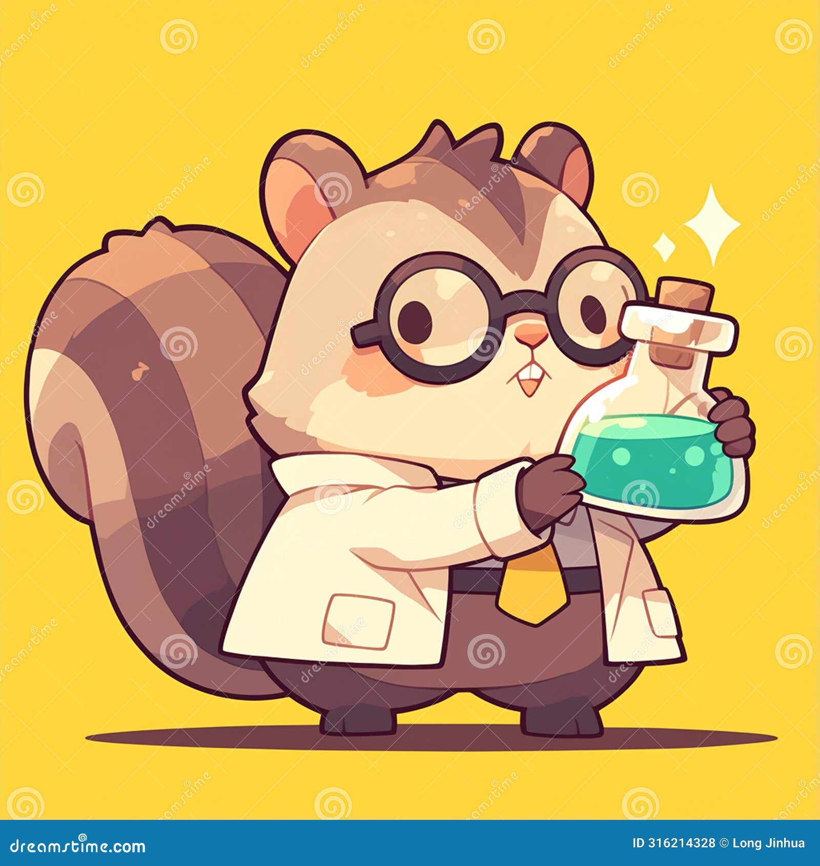 a nimble squirrel scientist cartoon style