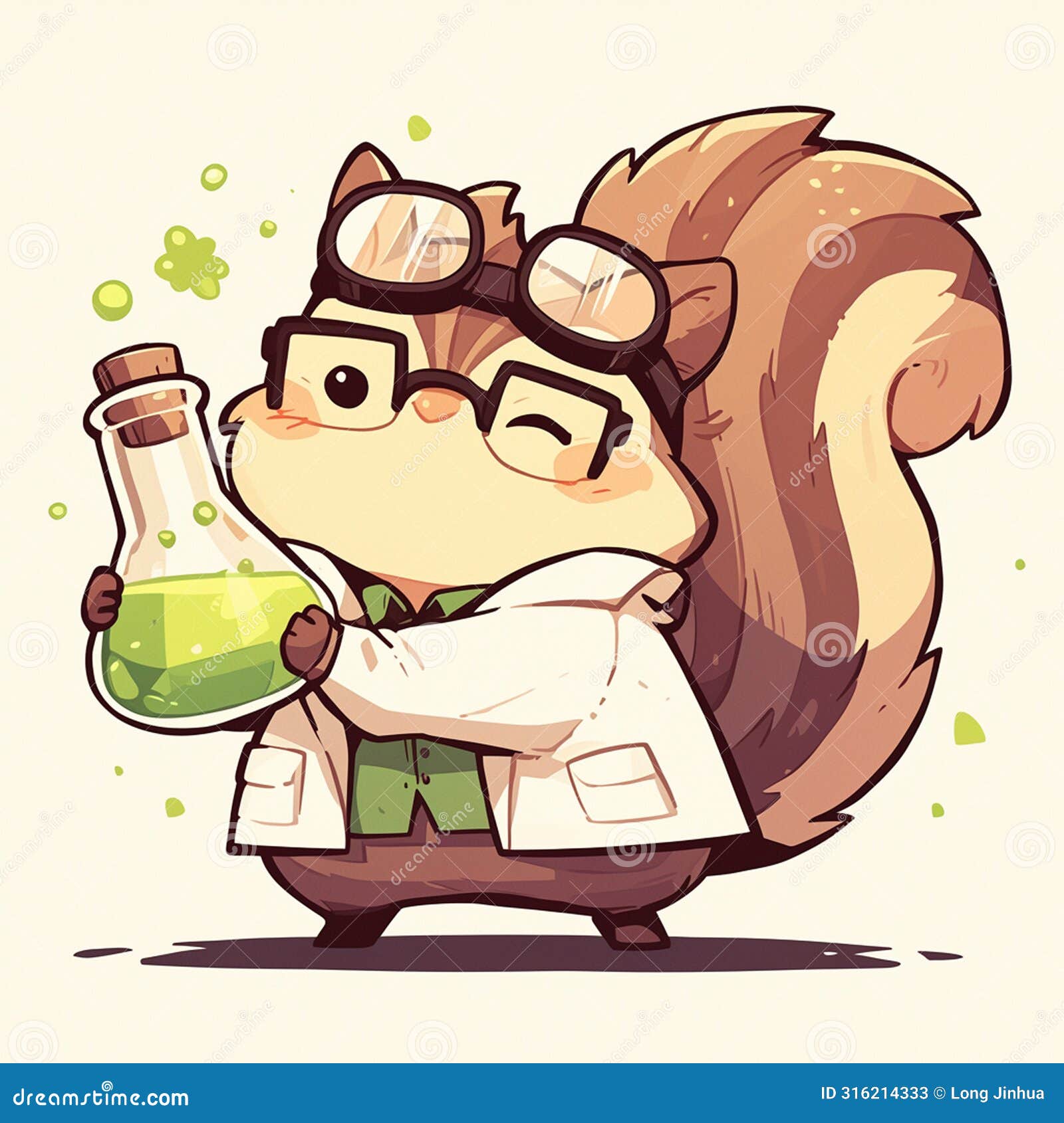 a nimble squirrel scientist cartoon style