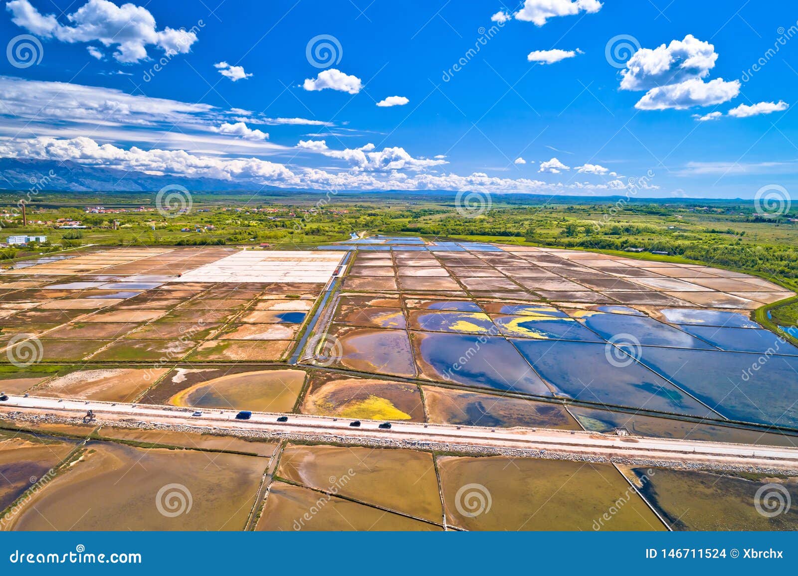 nin salt fields and ravni kotari landscape in zadar area aerial view
