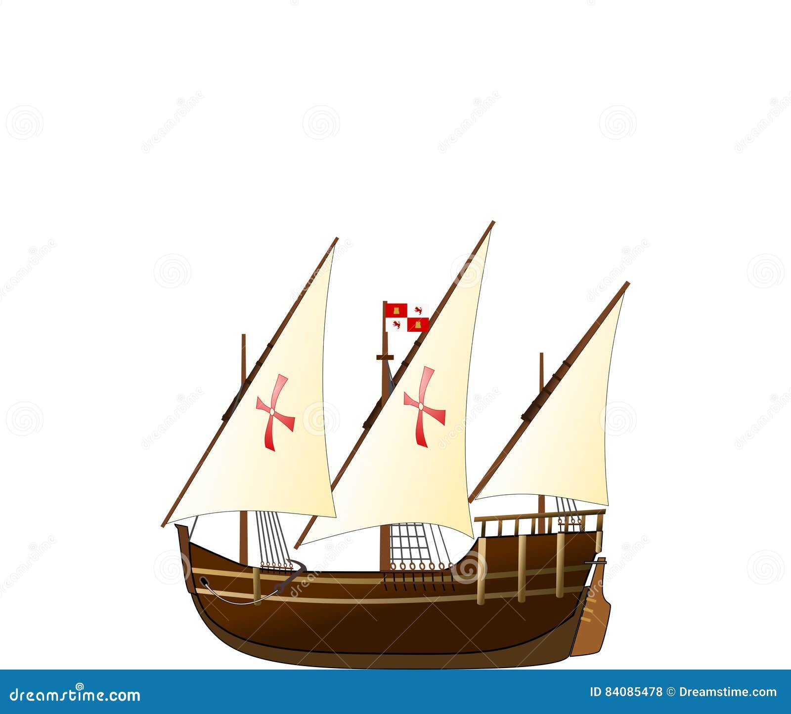 Nina sailing ship stock vector. Illustration of maria - 84085478, image size:1600x1446