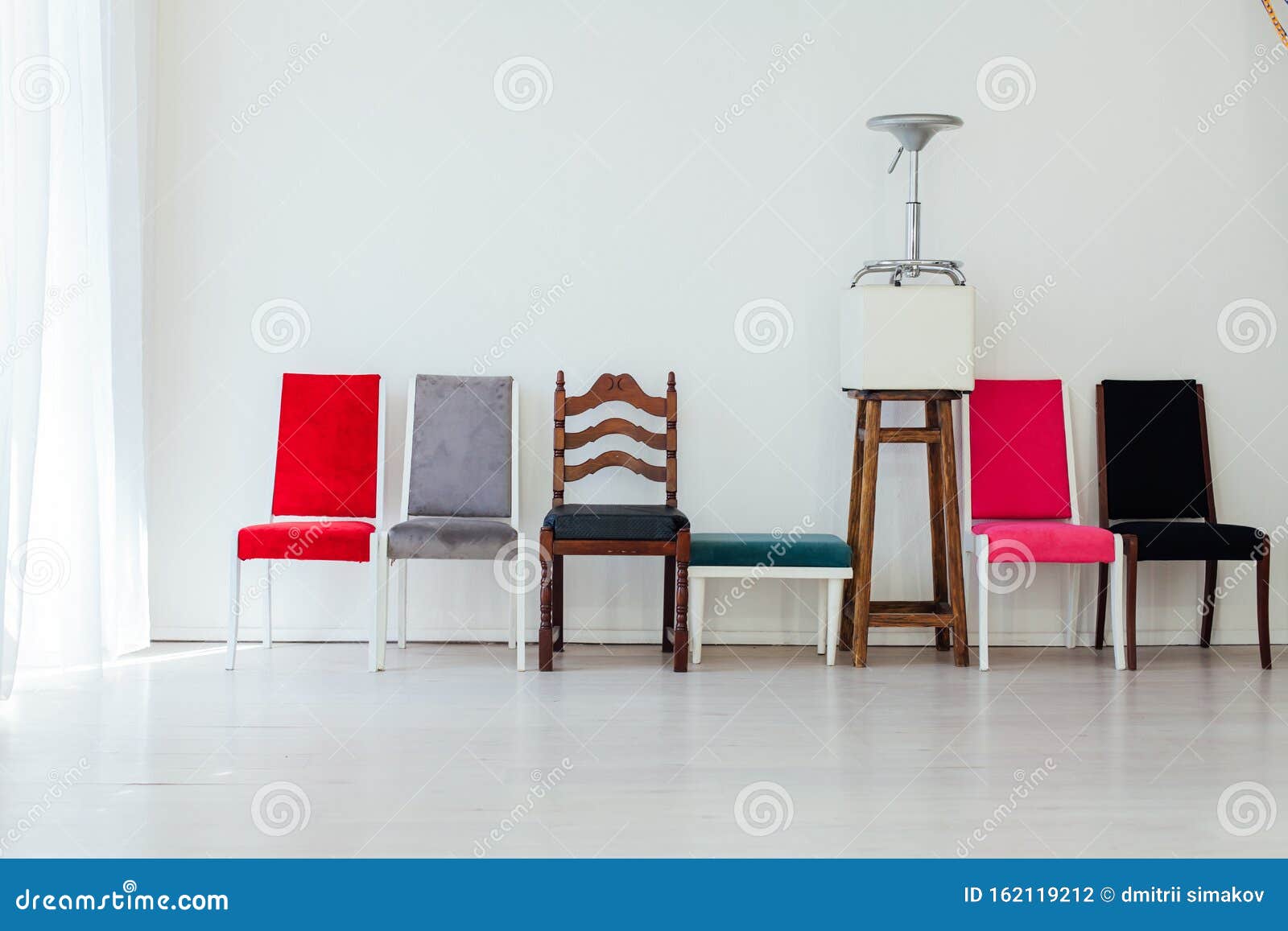 Nine Chairs in an Empty White Interior Room Stock Photo Image of