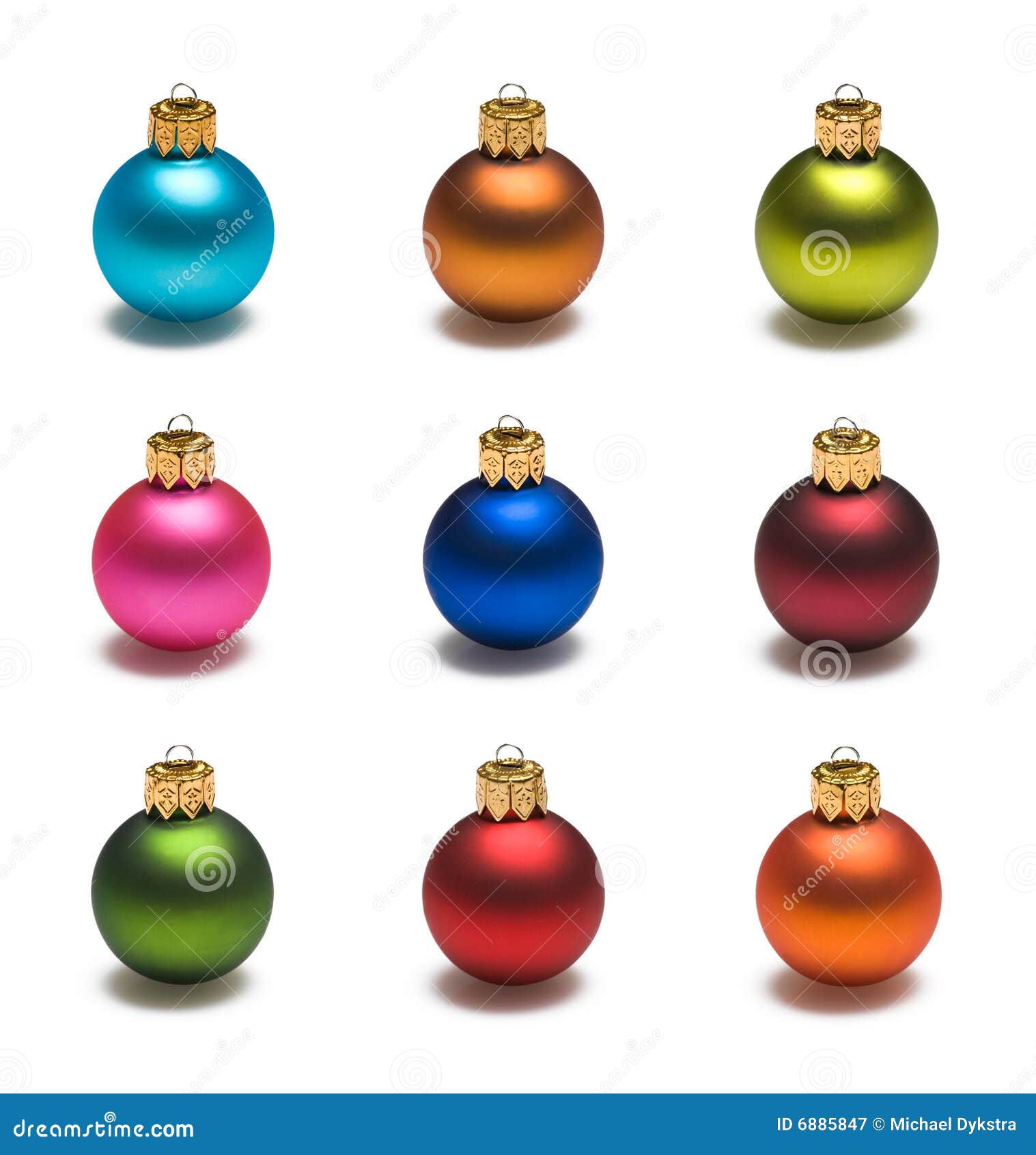 Nine Colored Christmas Balls Stock Image Image of orange, decoration