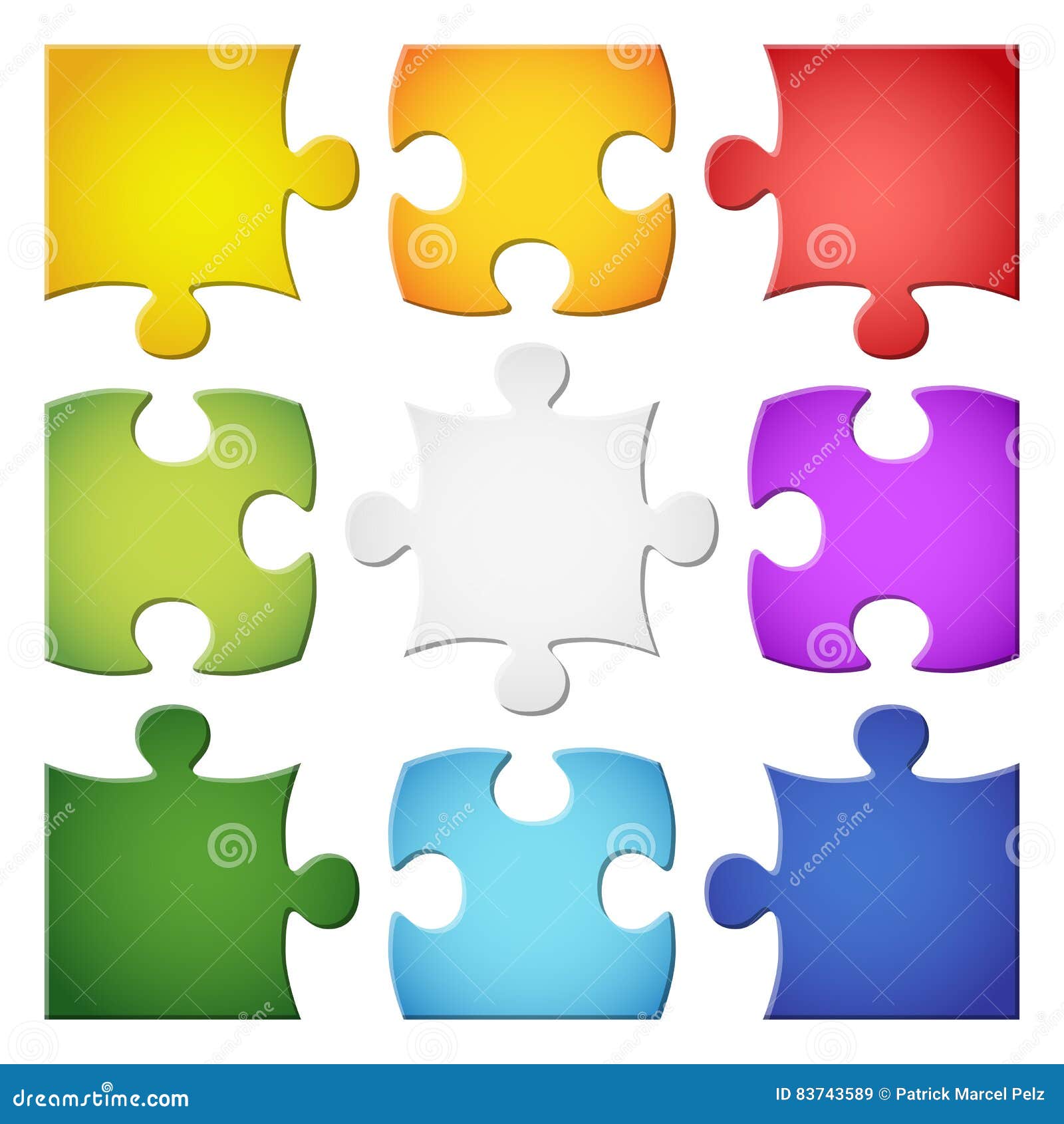 Color puzzles piece jigsaw - 9 pieces Royalty Free Vector