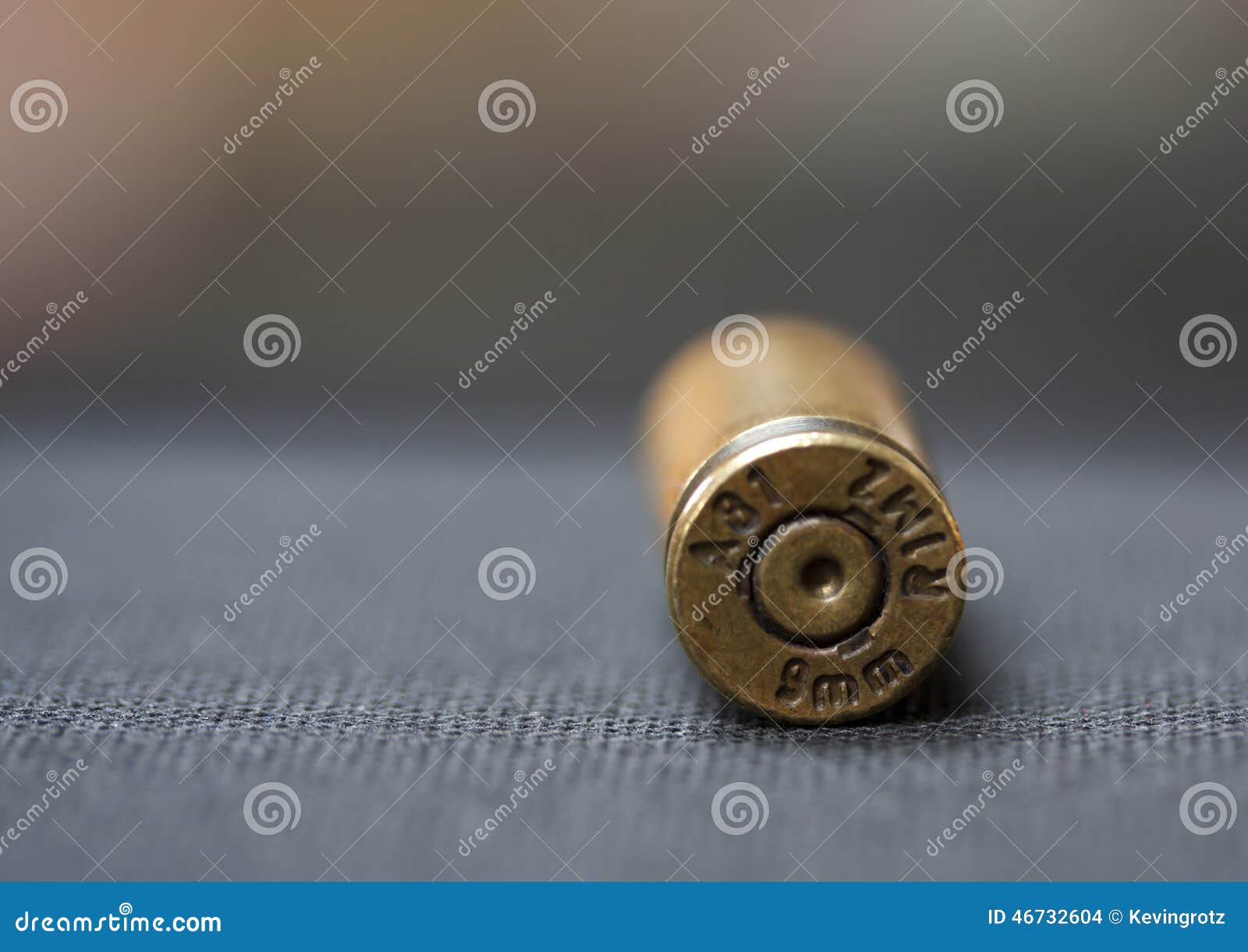 Nine Millimetre (9mm) Bullet Shell Casing Cartridge Stock Photo