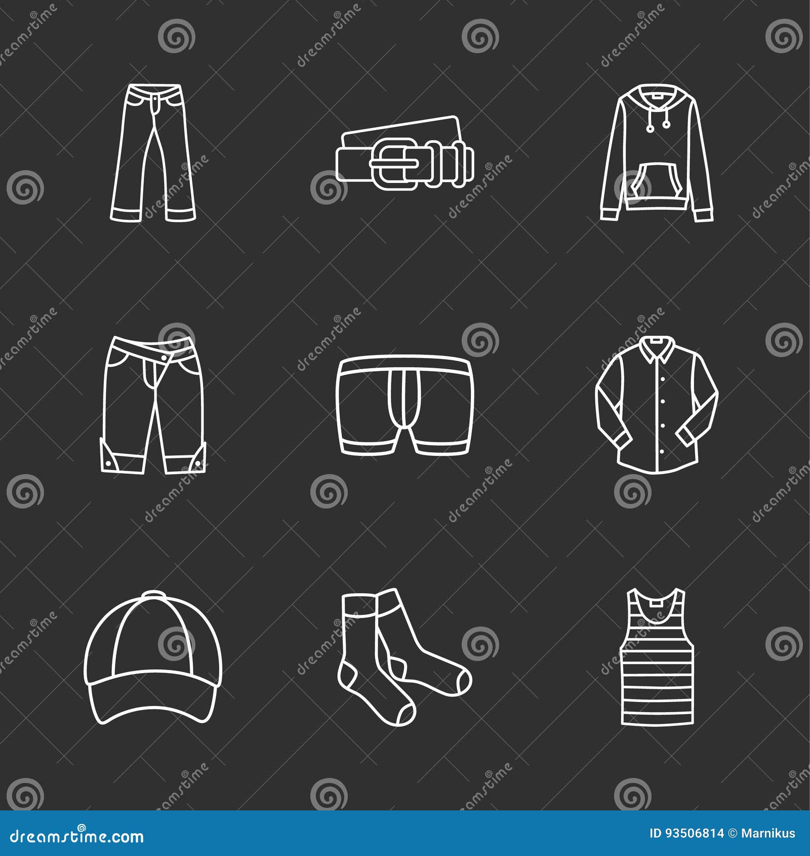 Nine modern clothes icons stock vector. Illustration of pants 93506814