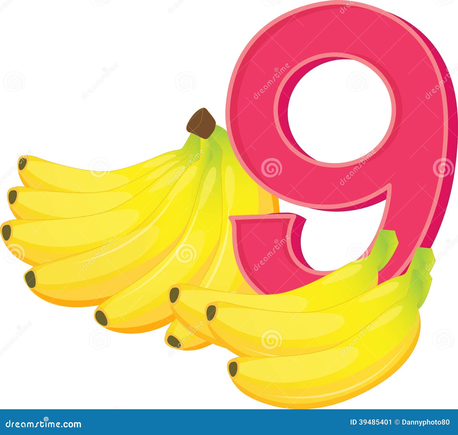Nine ripe bananas stock vector. Illustration of learn 39485401