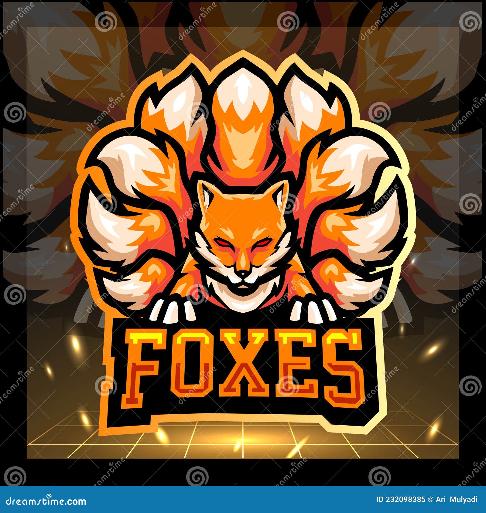 nine tailed fox mascot. esports logo 