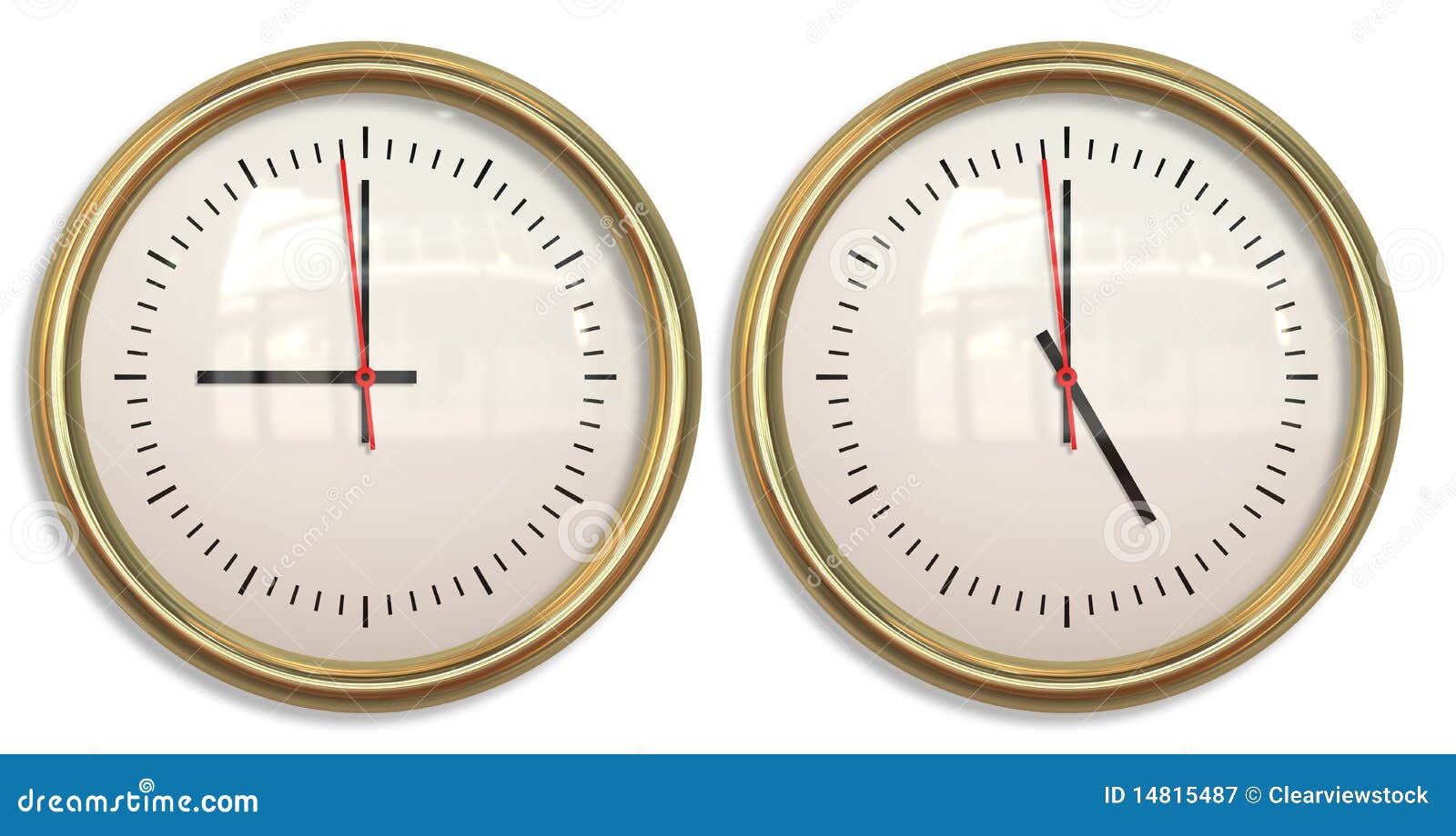 Nine To Five Two Clocks Royalty Free Stock Photography Image 14815487