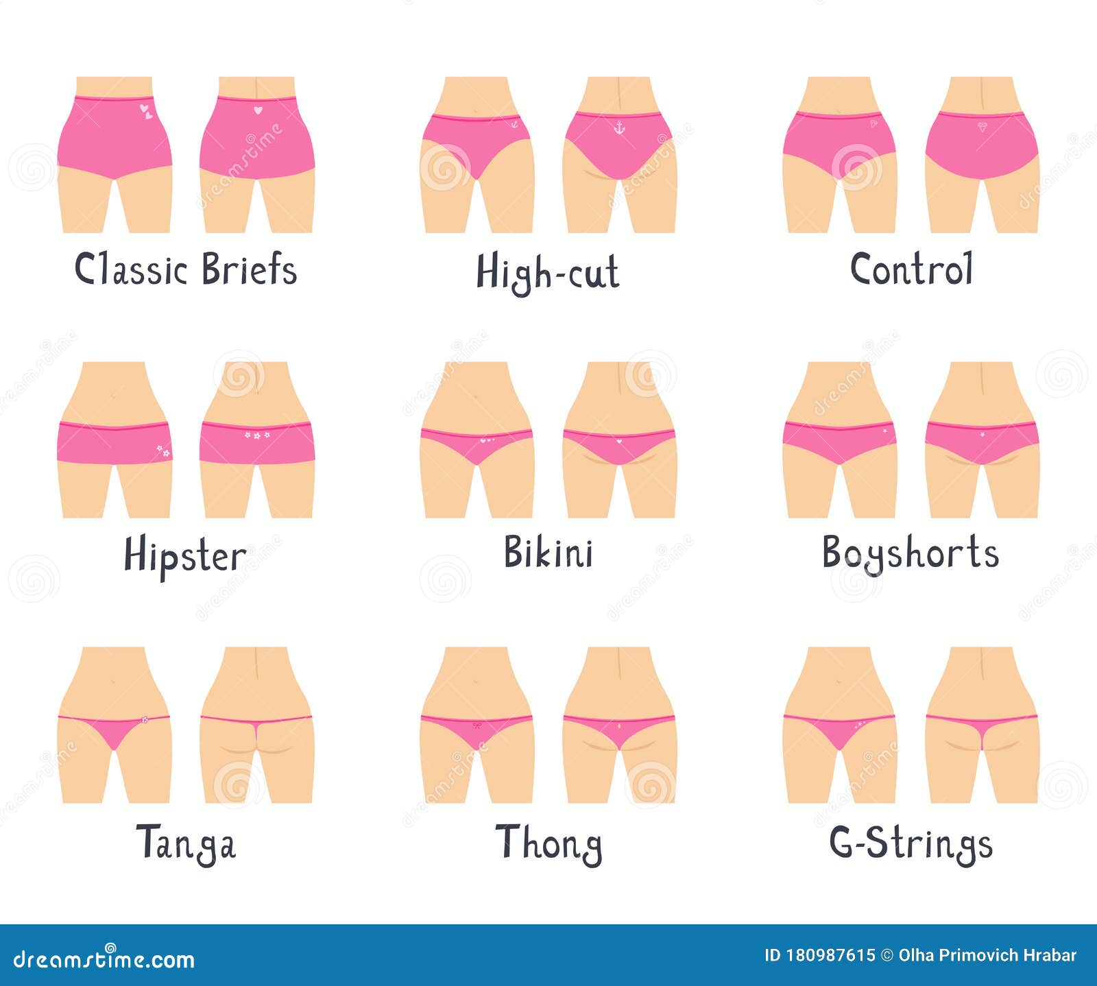 Nine Various Styles of Women`s Panties Stock Vector - Illustration of full,  lingerie: 180987615