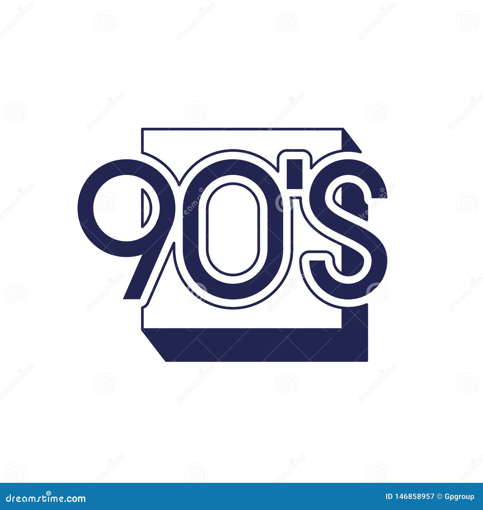 Nineties Decade Number with Square Stock Vector - Illustration of ...