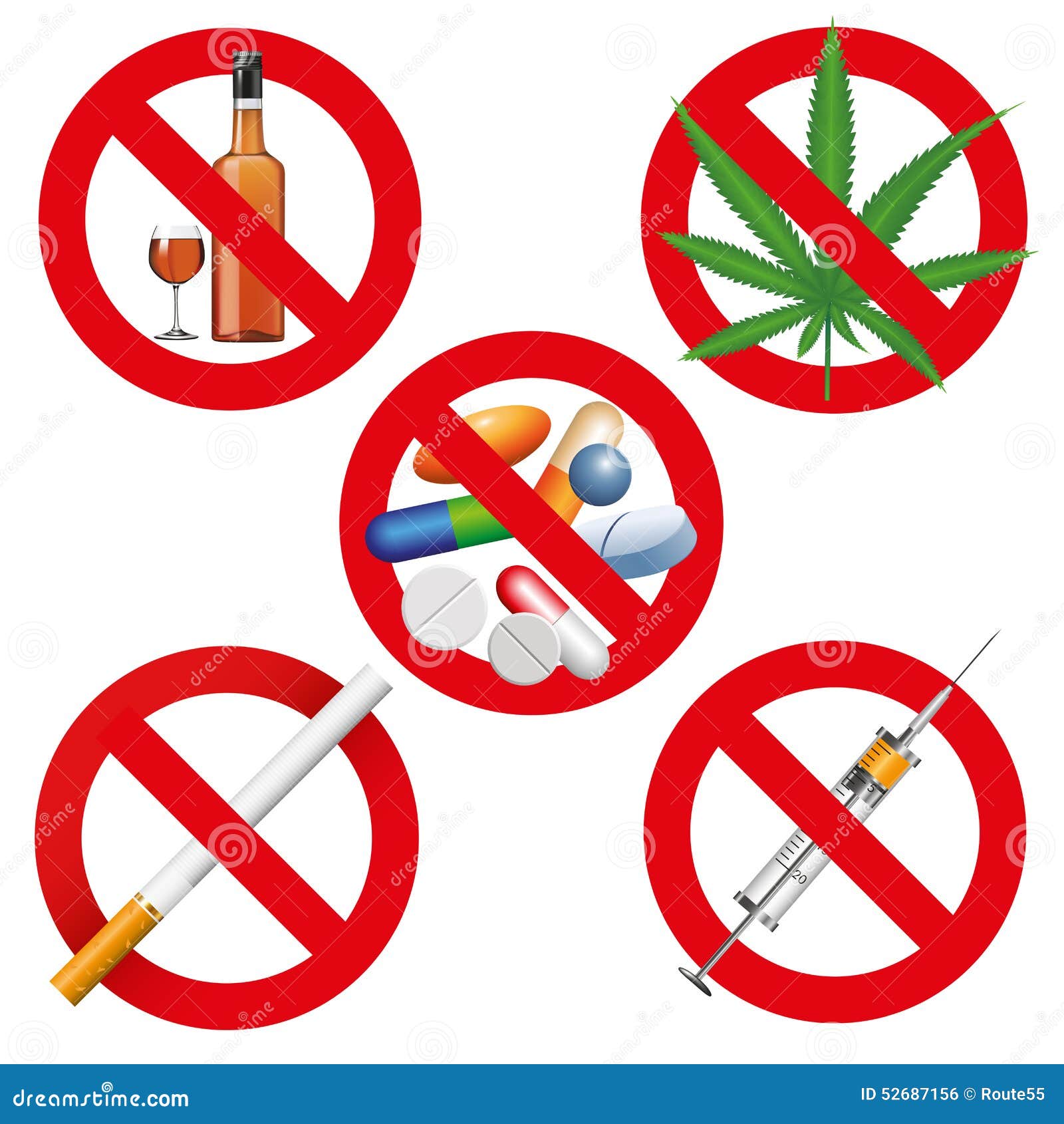 Rodeado Delgado niebla Ningunas Drogas, Fumar Y Alcohol Ilustración del Vector - Ilustración de  jeringuilla, salud: 52687156