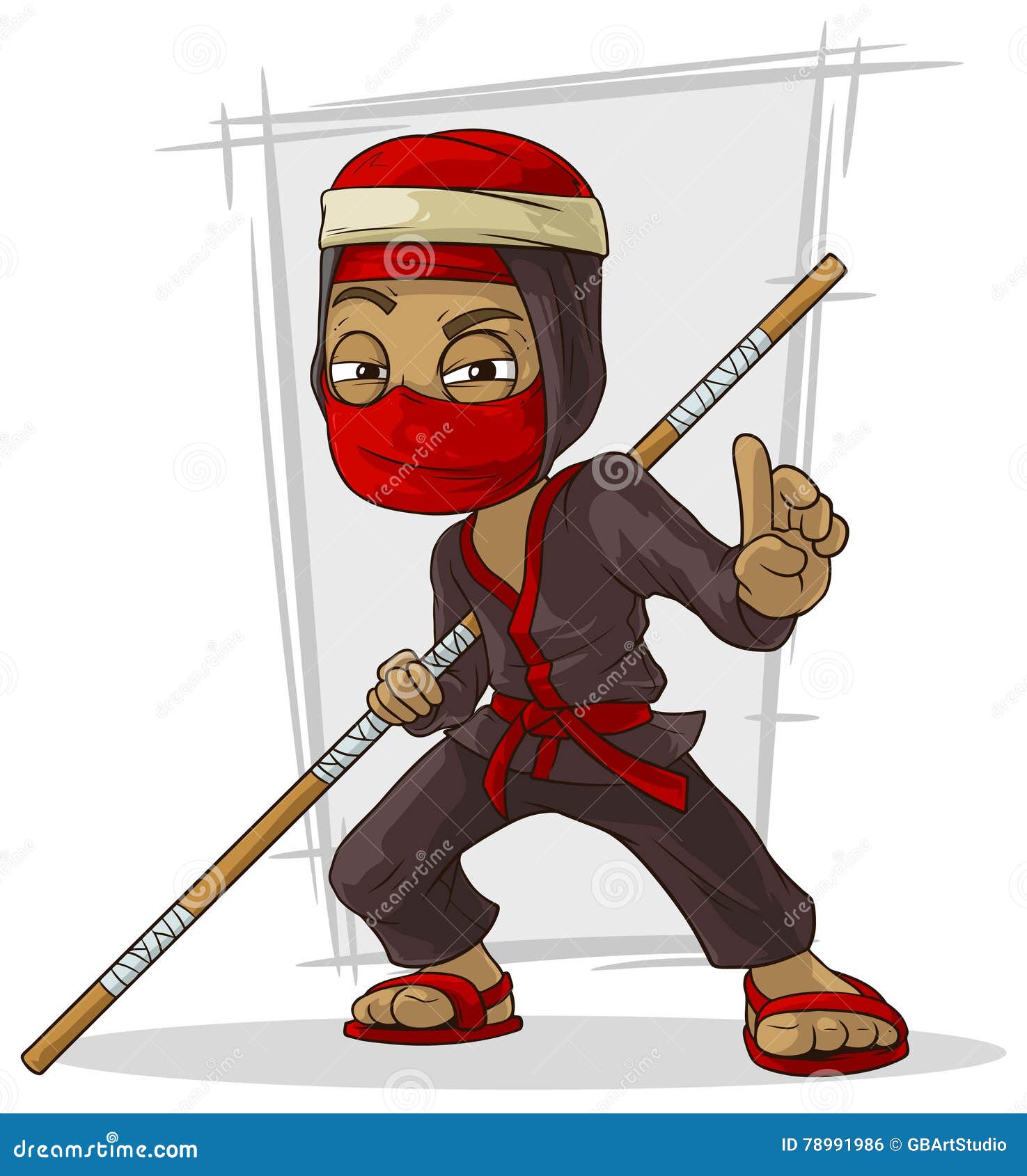 Asiático Ninja Desenho Animado Personagem Ilustração imagem vetorial de  brgfx© 662540662