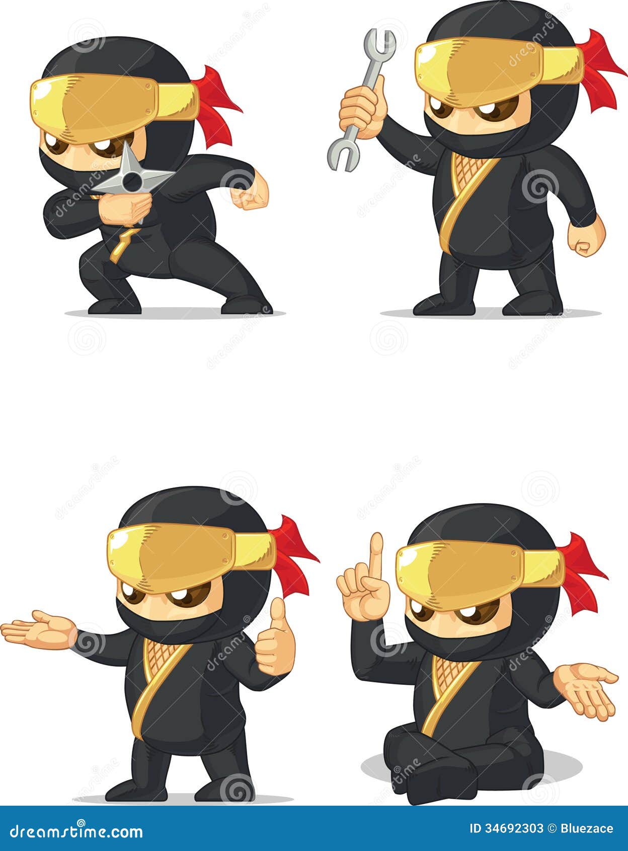 ninja de desenho animado preto define 12 com seis poses diferentes 3381499  Vetor no Vecteezy