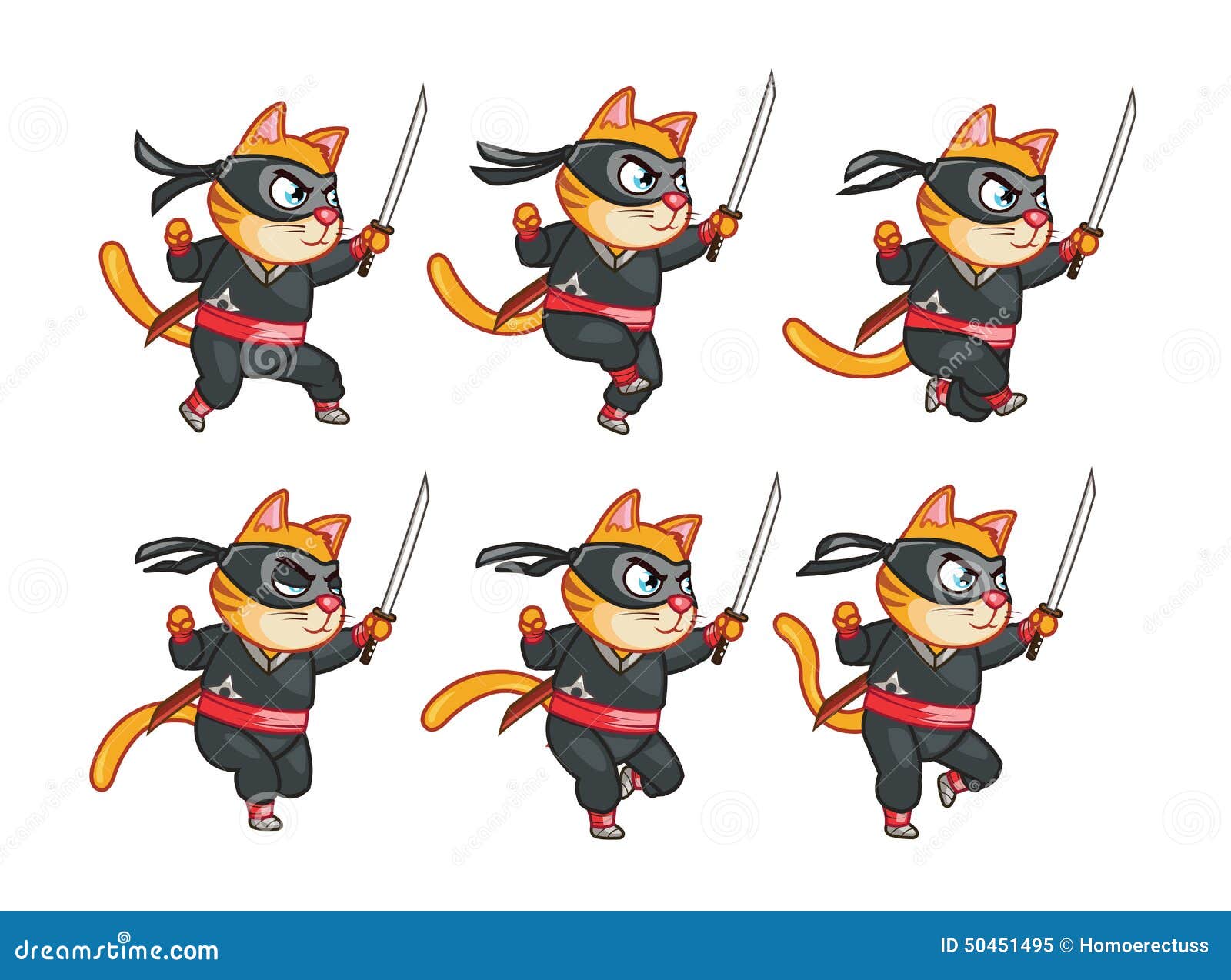 Ninja De Corrida Cat Animation Sprite Ilustração Stock - Ilustração de  morrer, mascote: 50451495