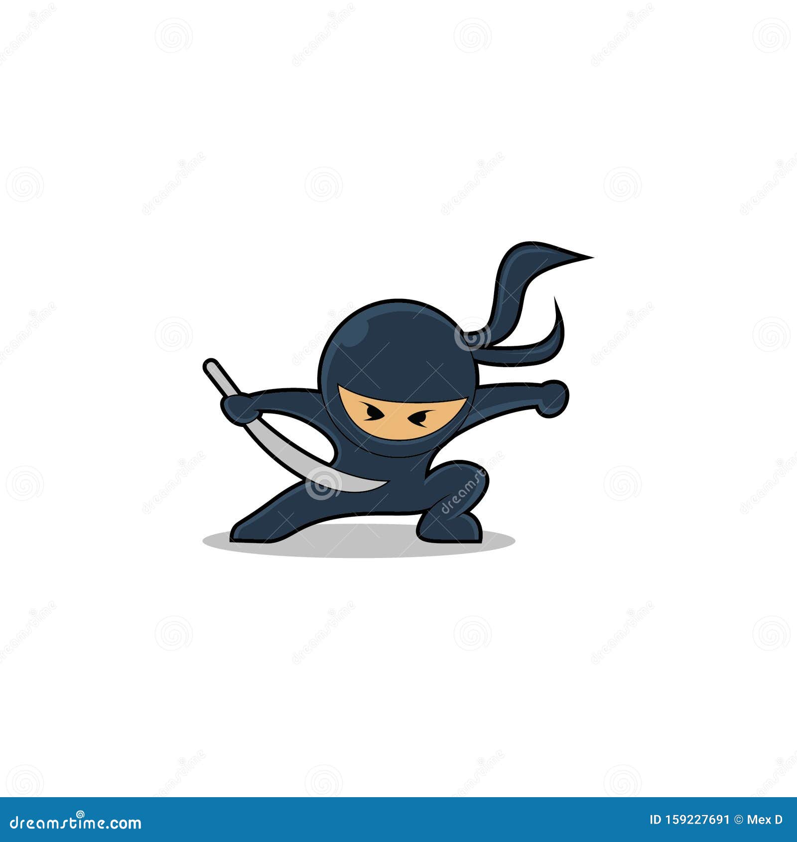 Ninja De Desenho Animado Bonito Atacando Com Espada Ilustração do Vetor -  Ilustração de preto, cartoon: 159227691