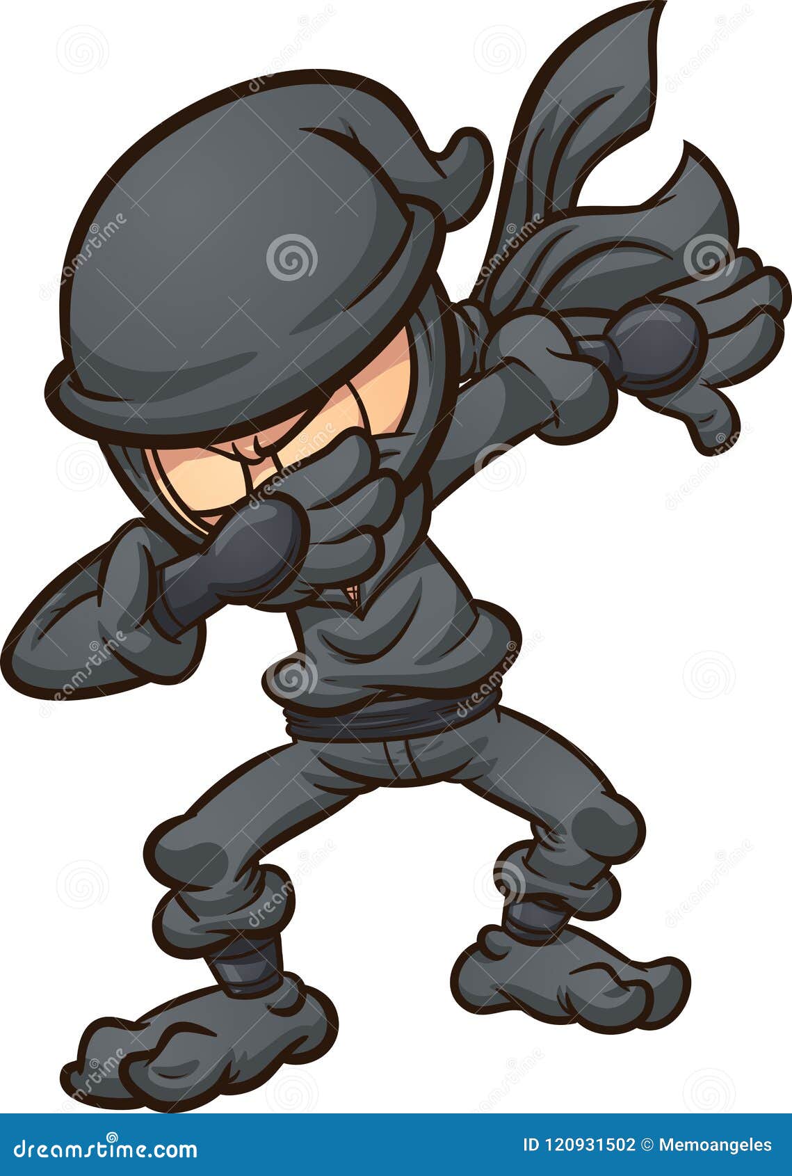 Um personagem de desenho animado de um ninja amarelo e preto