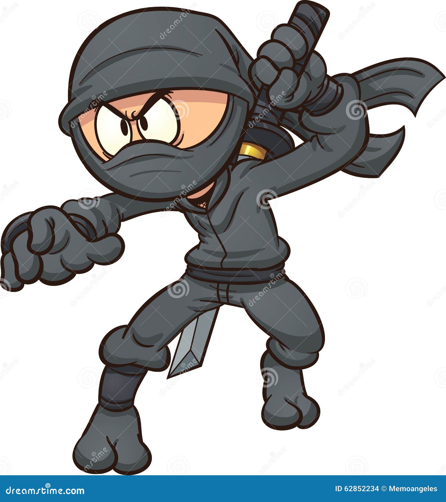 Um Desenho Animado, Simples E Bonito, Com a Impressão De Um Ninja  Cinzento-escuro Com Cinto Preto E Olhos Redondos Grandes Como Pa Ilustração  Stock - Ilustração de faceless, cartoons: 229509879
