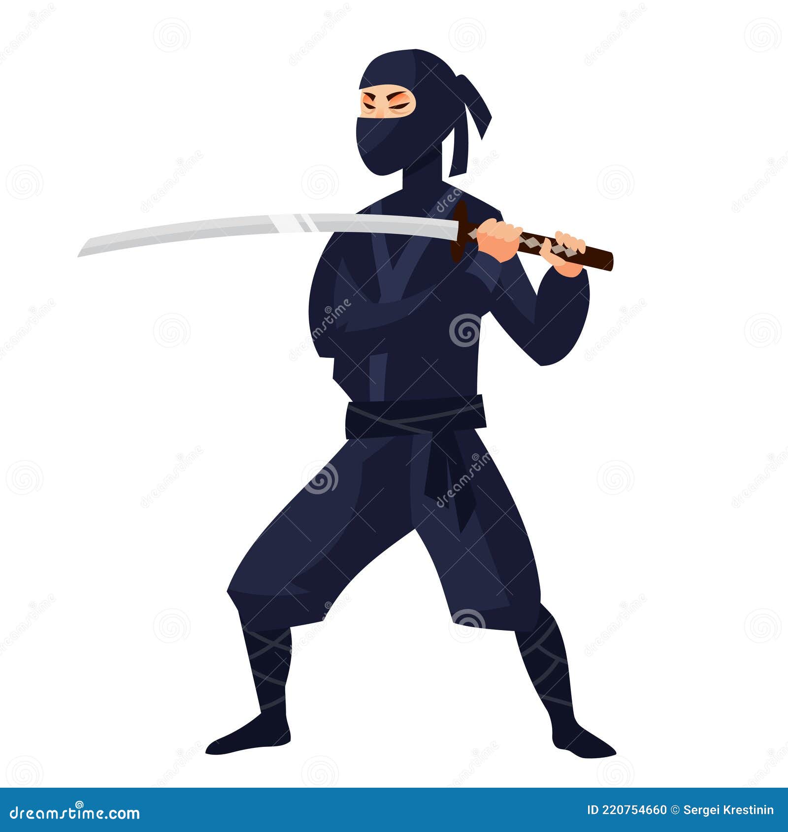 Ilustra??o de gato ninja japonês