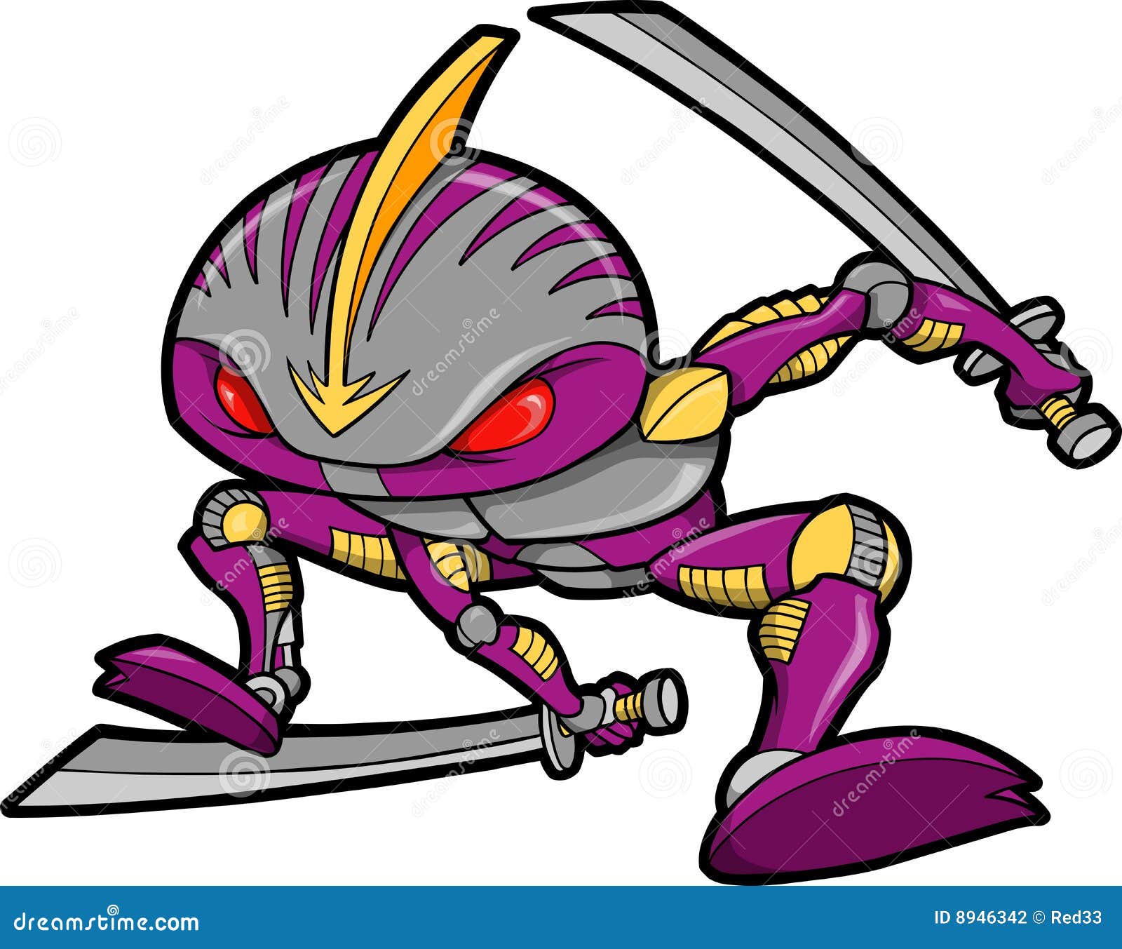 Sticker Cyborg Ninja Warrior Robot Vector 