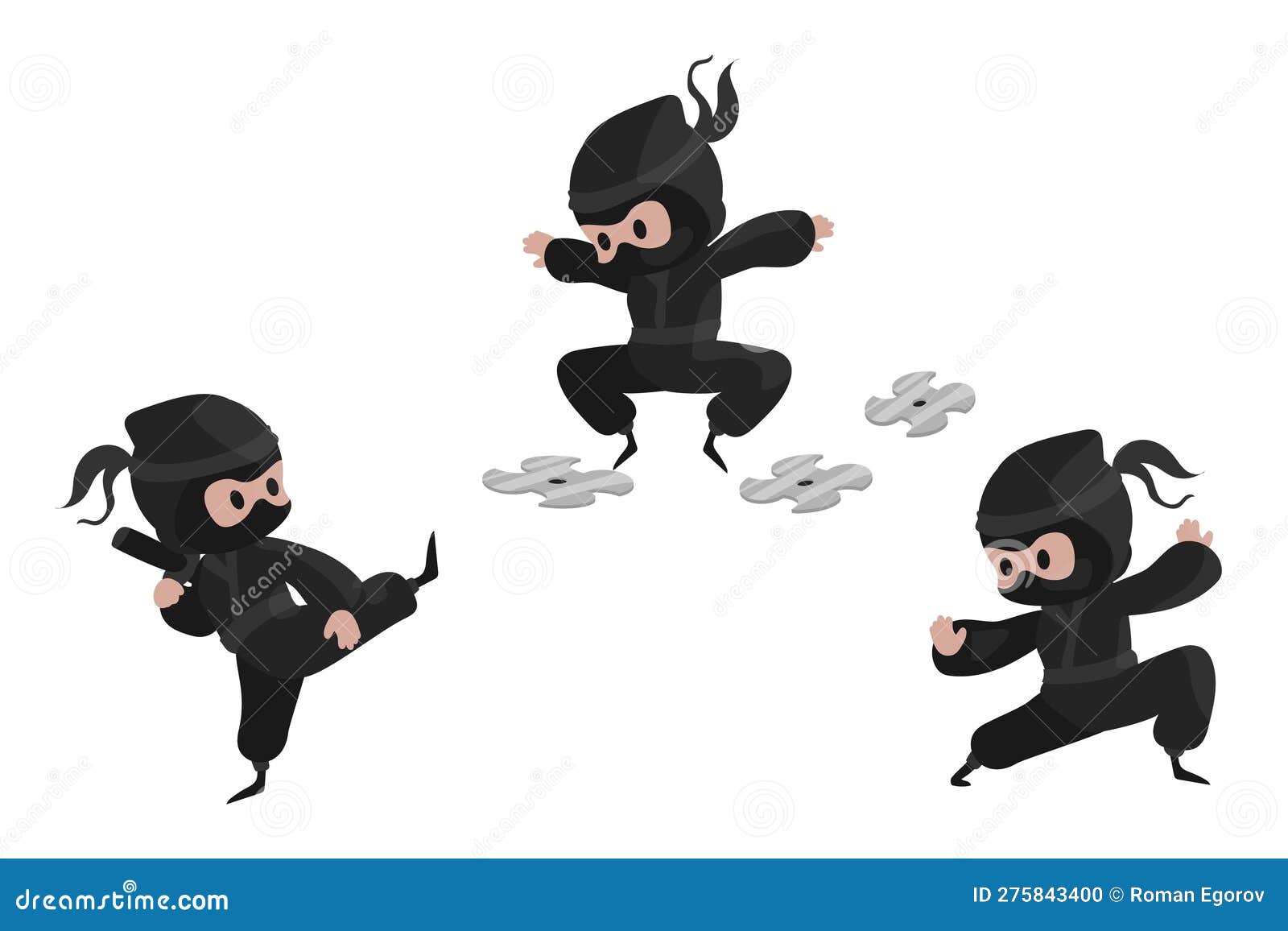 Free Vector  Cute ninja with sword cartoon. flat cartoon style