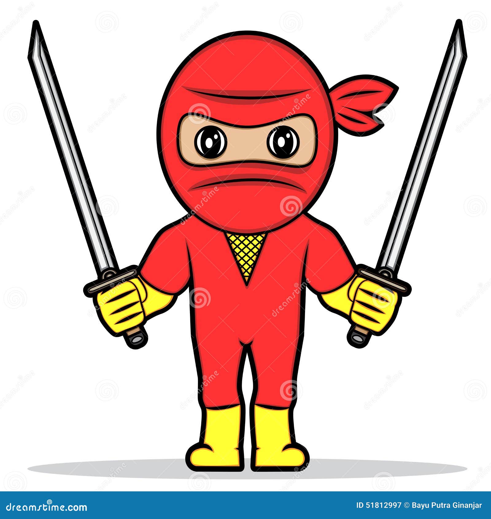 Ilustração de desenho animado de ninja em traje de diabo vermelho