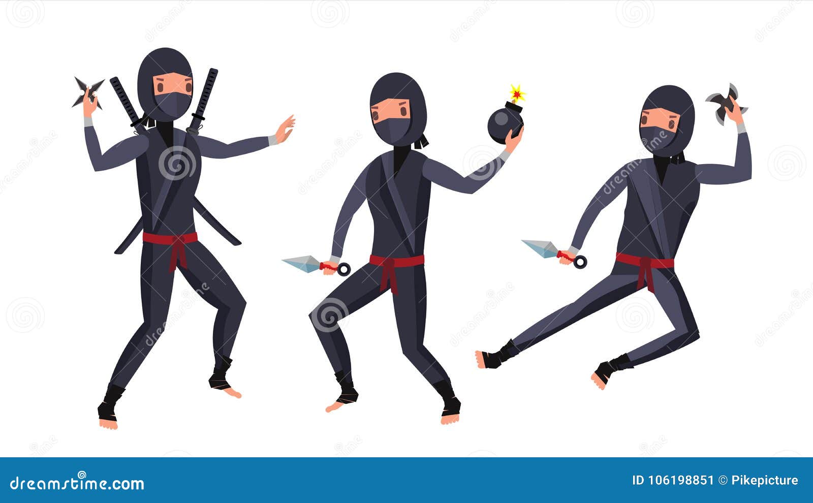 Ninja Warrior Vector - Set Of Ninja Warrior Logo Design Vector Template