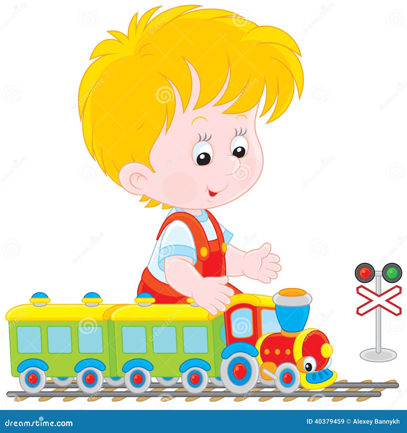 Niño Que Juega Con Un Tren Ilustración Del Vector Imagen 40379459 