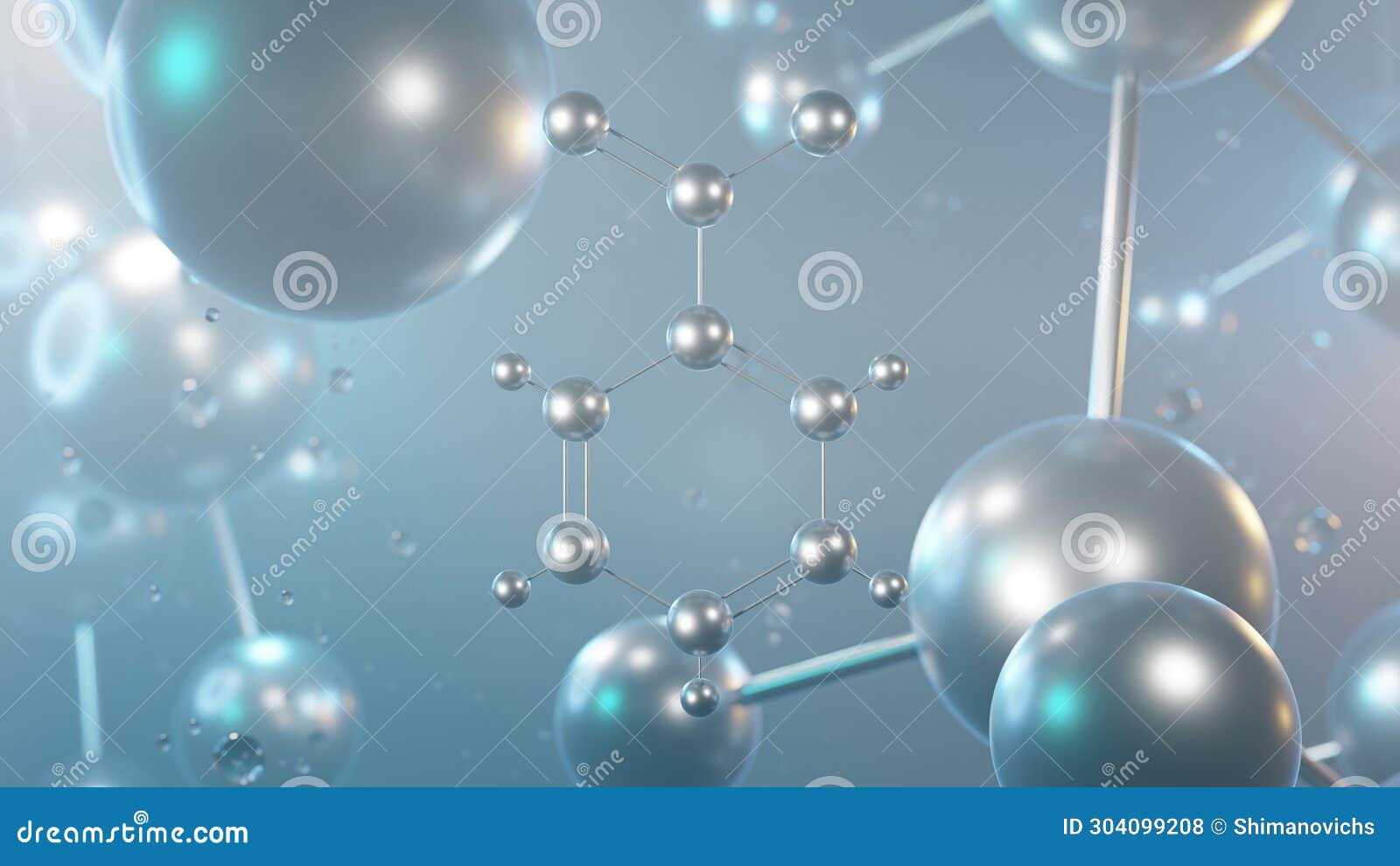 nitrobenzene molecular structure, 3d model molecule, nitro solvents, structural chemical formula view from a microscope