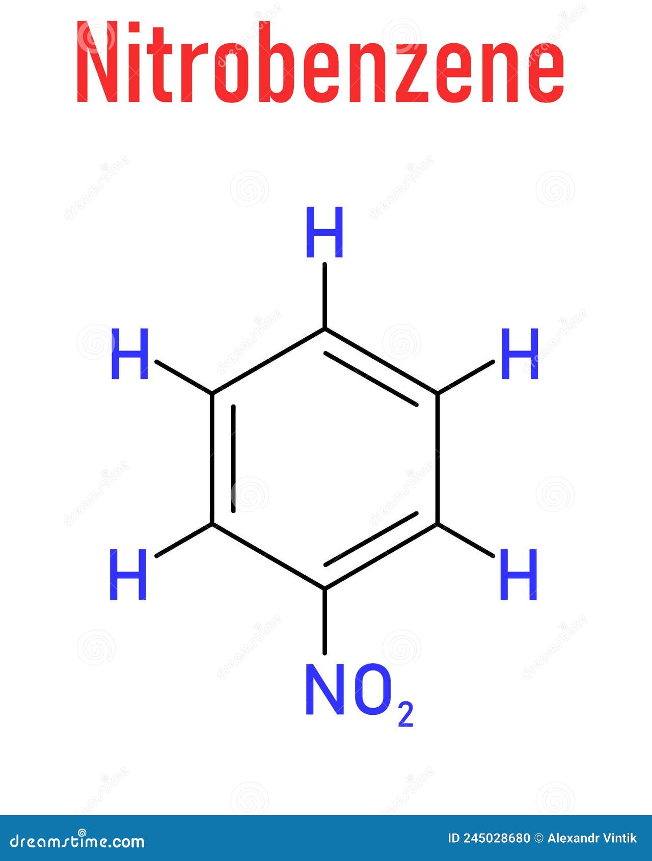 Nitrobenzene Solvent Molecule. Skeletal Formula Stock Vector