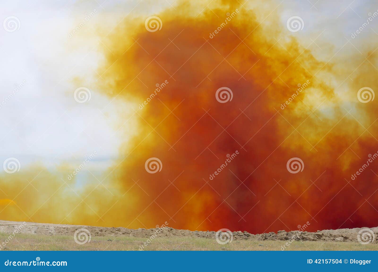 Nitrogen Dioxide Cloud after Mine Blast. Stock Photo Image of brown