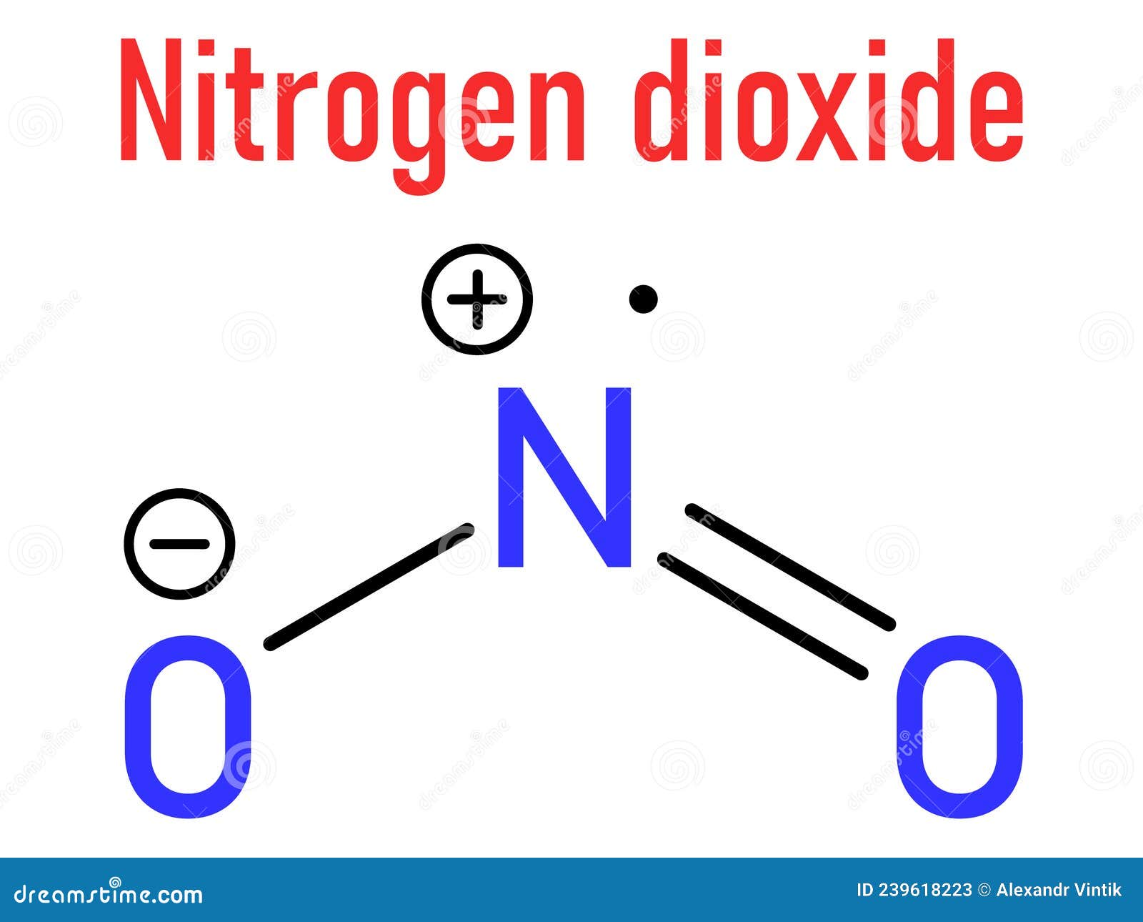 Nitrogen Dioxide NO2 Air Pollution Molecule. Free Radical Compound ...