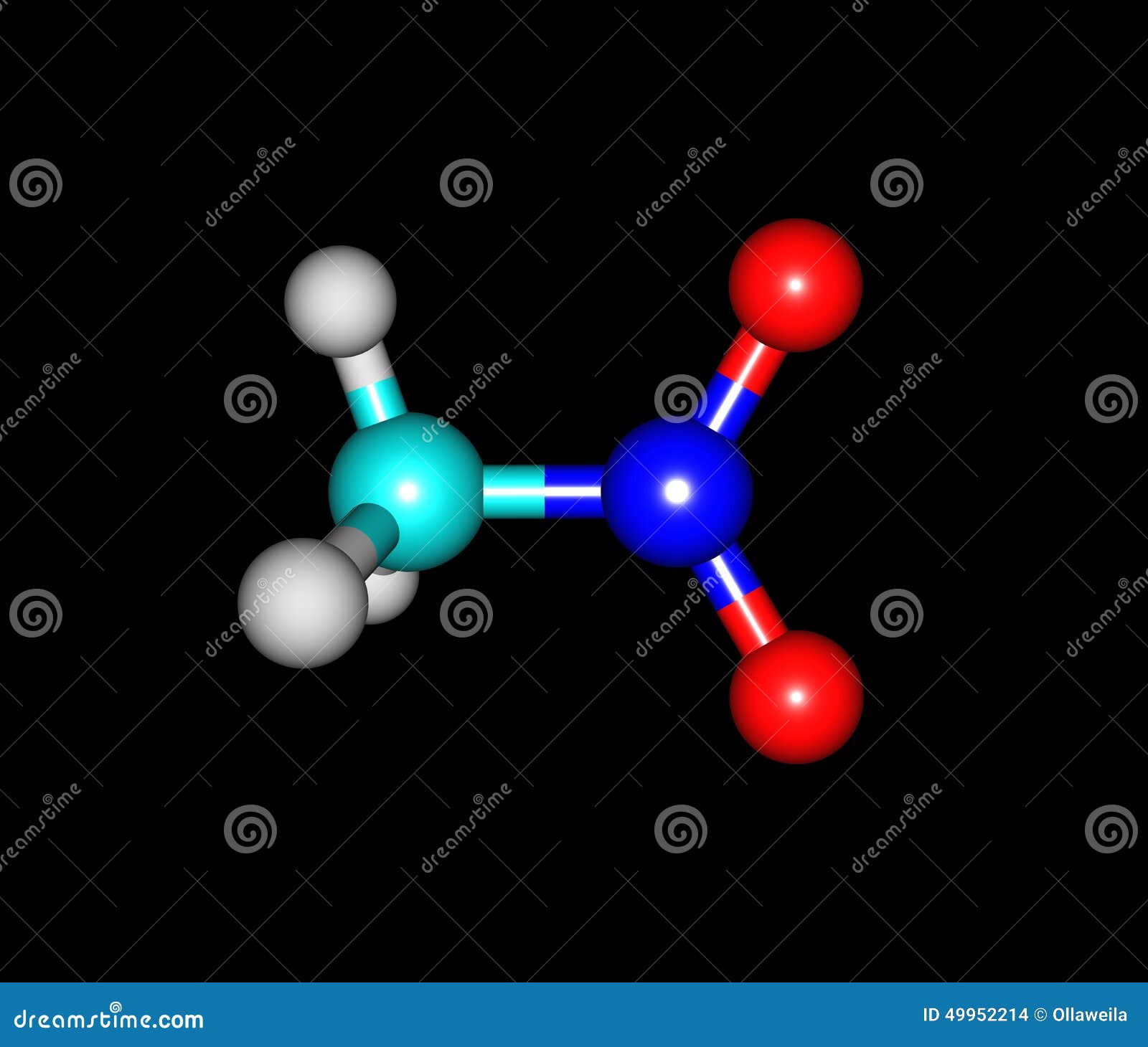 Nitromethane Molecule Isolated on Black Stock Illustration