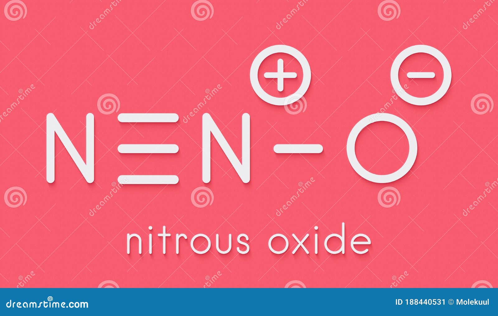 Nitrous Oxide (NOS, Laughing Gas, N2O) Molecule. Used in Surgery As ...